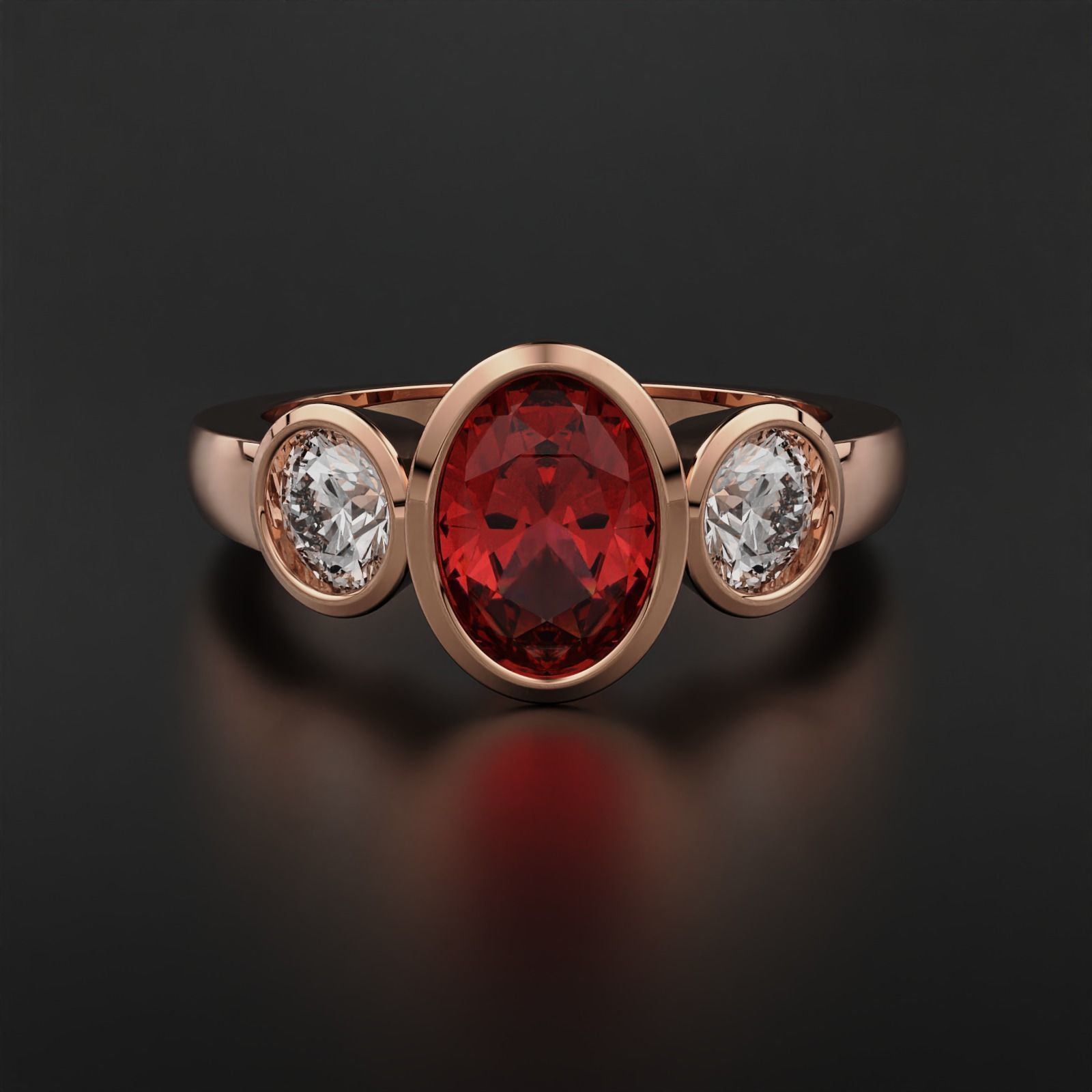 Ruby Engagemnet ring  3D print model_1
