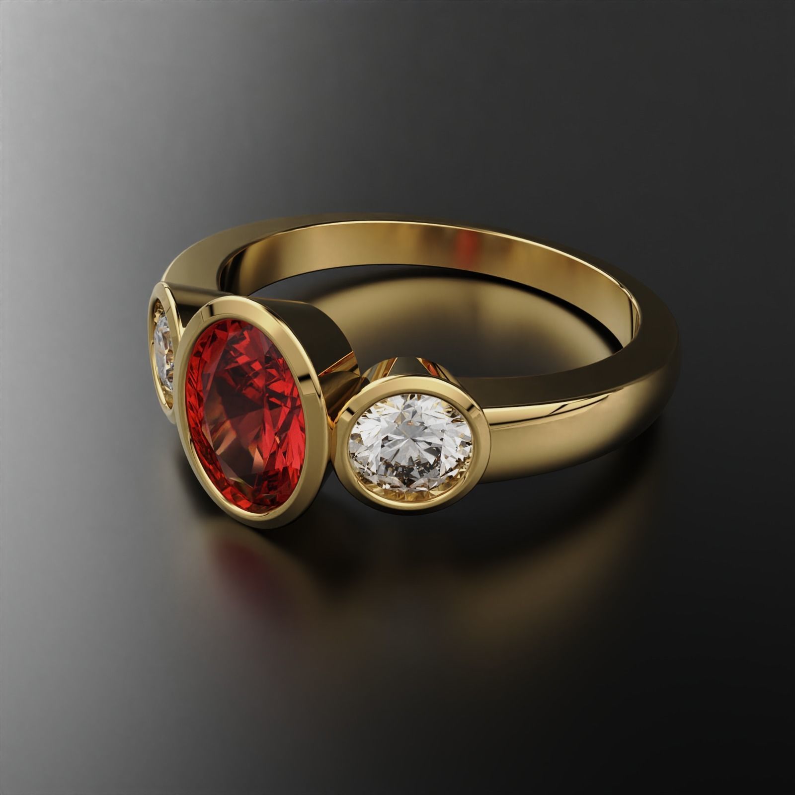 Ruby Engagemnet ring  3D print model_4