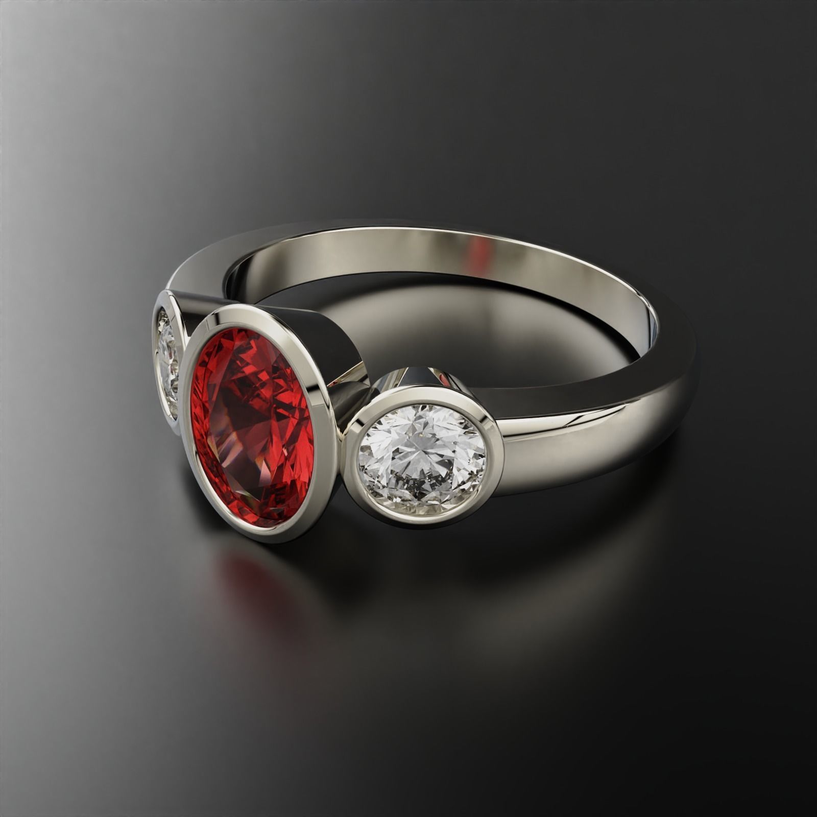 Ruby Engagemnet ring  3D print model_3