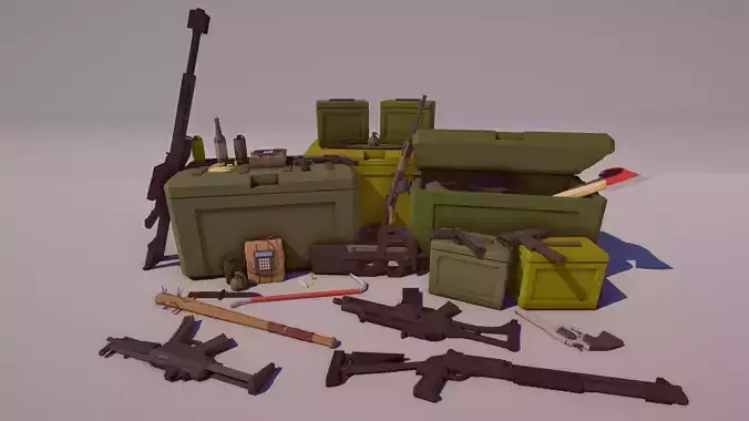 Low Poly FPS Weapons Pack - 3D models for Game Low-poly 3D model