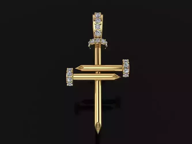 Nail Cross DiamondPendant Mid Size
