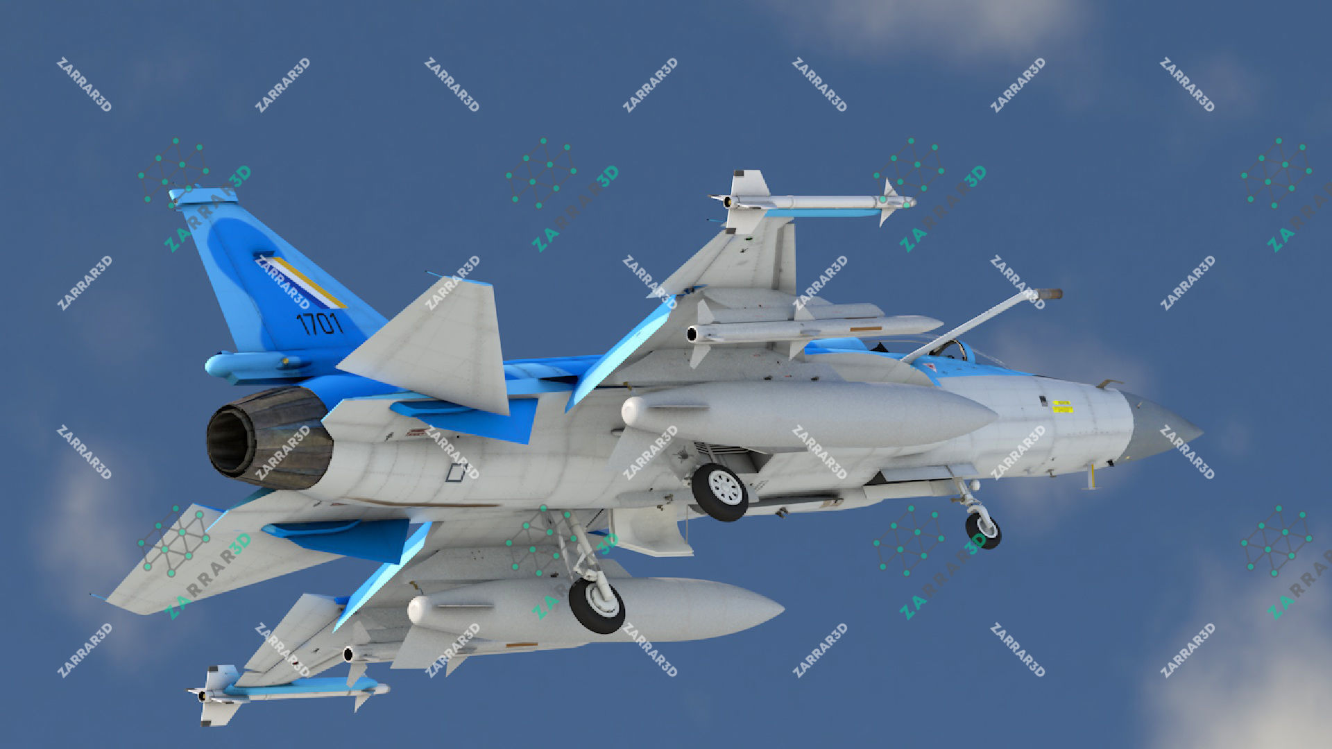 JF-17 Thunder Myanmar Realistic Rigged Model Low-poly 3D model_2