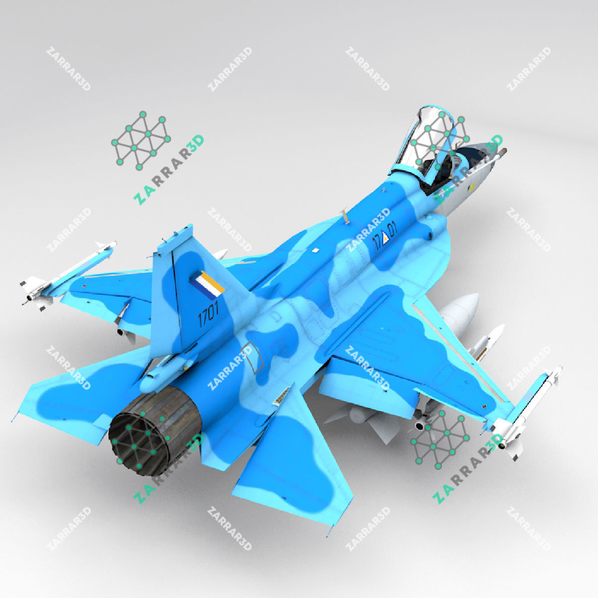 JF-17 Thunder Myanmar Realistic Rigged Model Low-poly 3D model_5