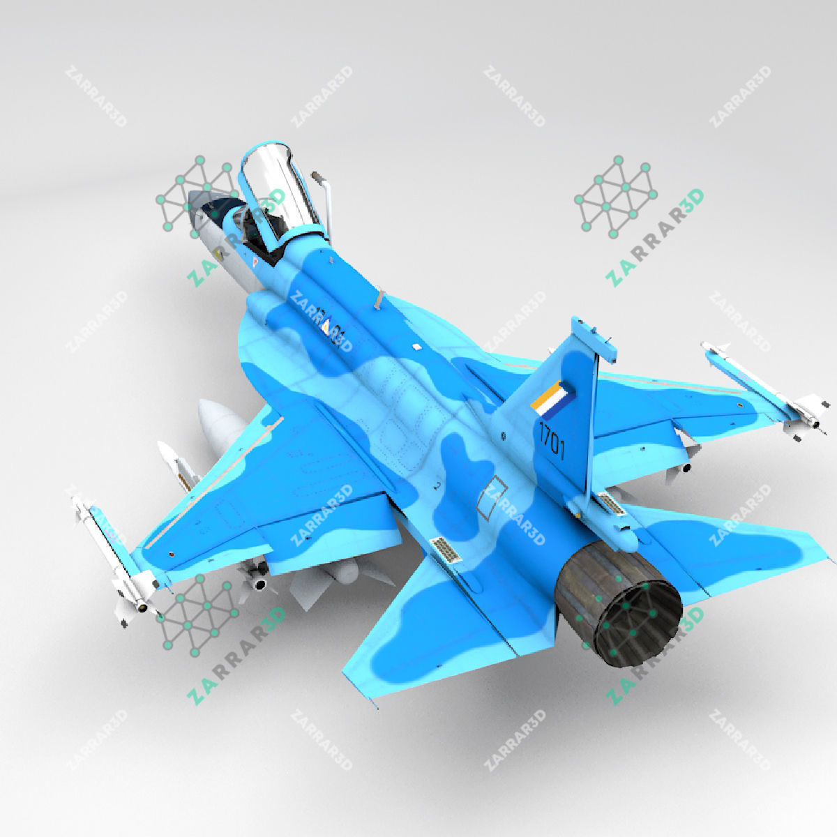 JF-17 Thunder Myanmar Realistic Rigged Model Low-poly 3D model_4