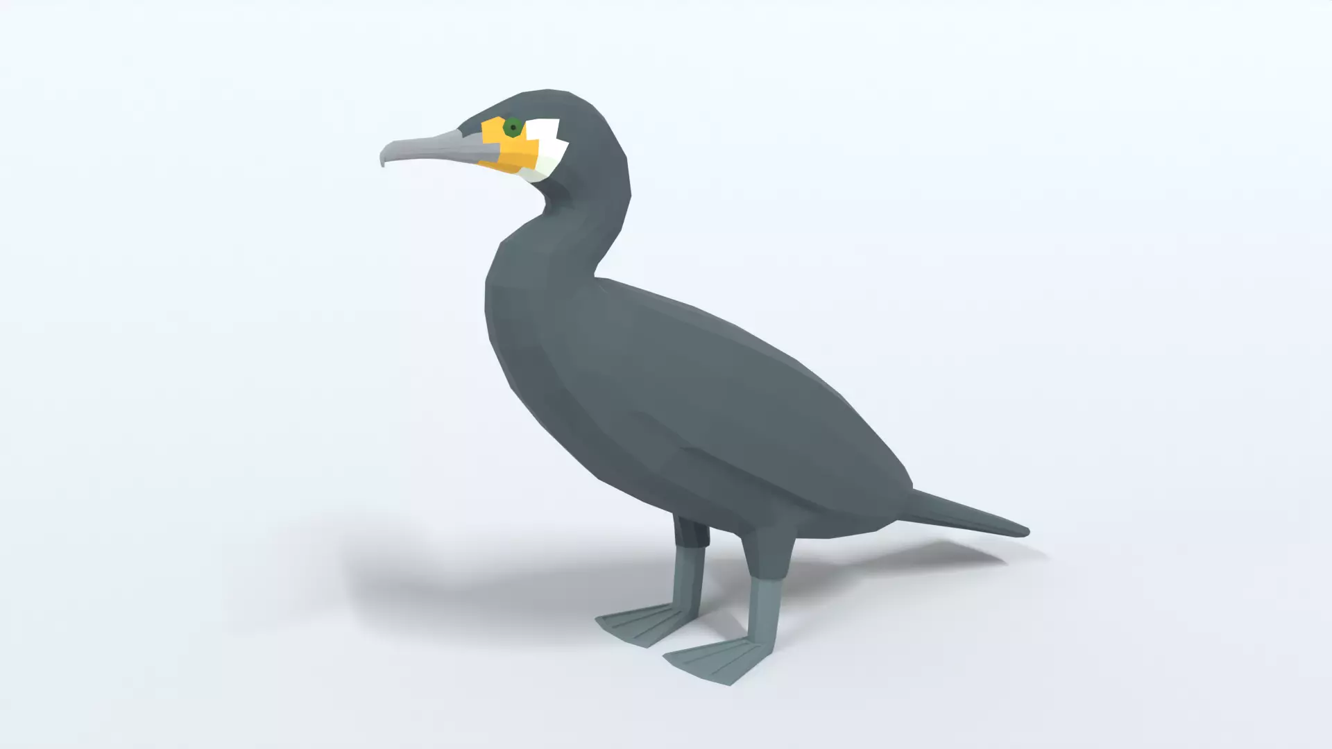 Low Poly Cartoon Great Cormorant Low-poly 3D model_0