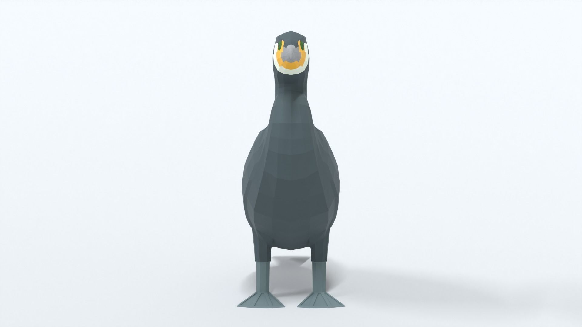 Low Poly Cartoon Great Cormorant Low-poly 3D model_7