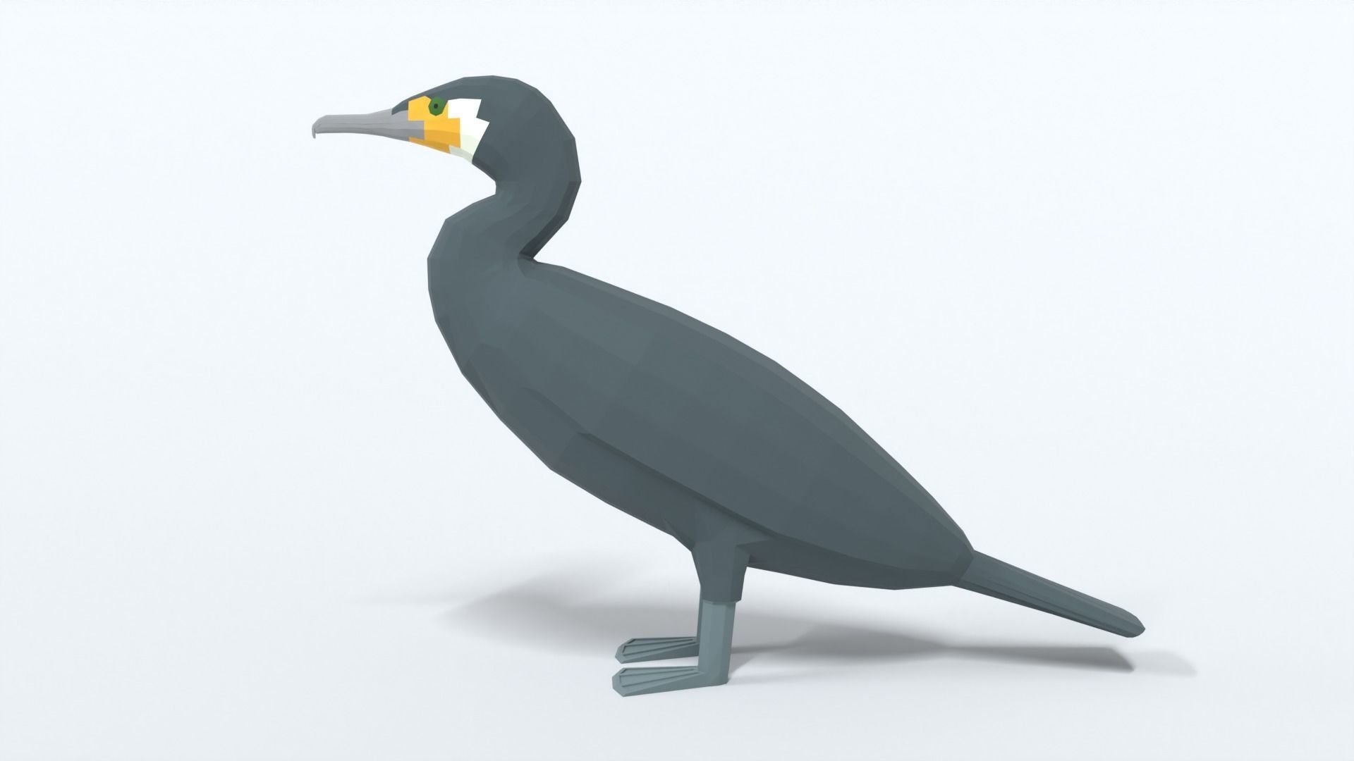 Low Poly Cartoon Great Cormorant Low-poly 3D model_1