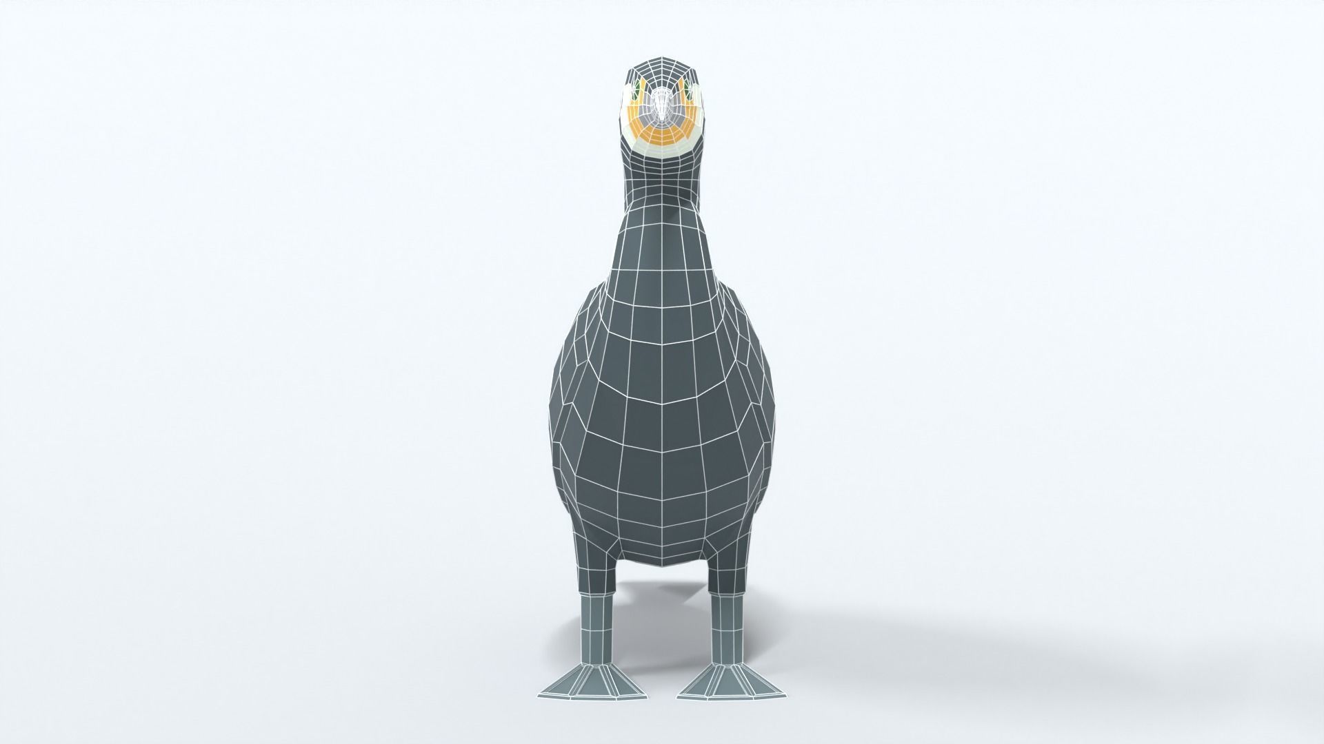 Low Poly Cartoon Great Cormorant Low-poly 3D model_16