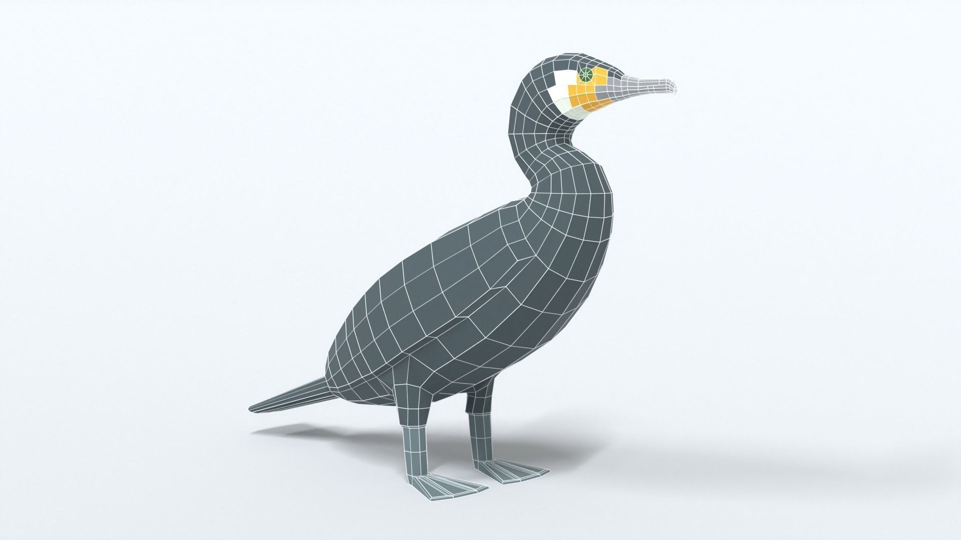 Low Poly Cartoon Great Cormorant Low-poly 3D model_15