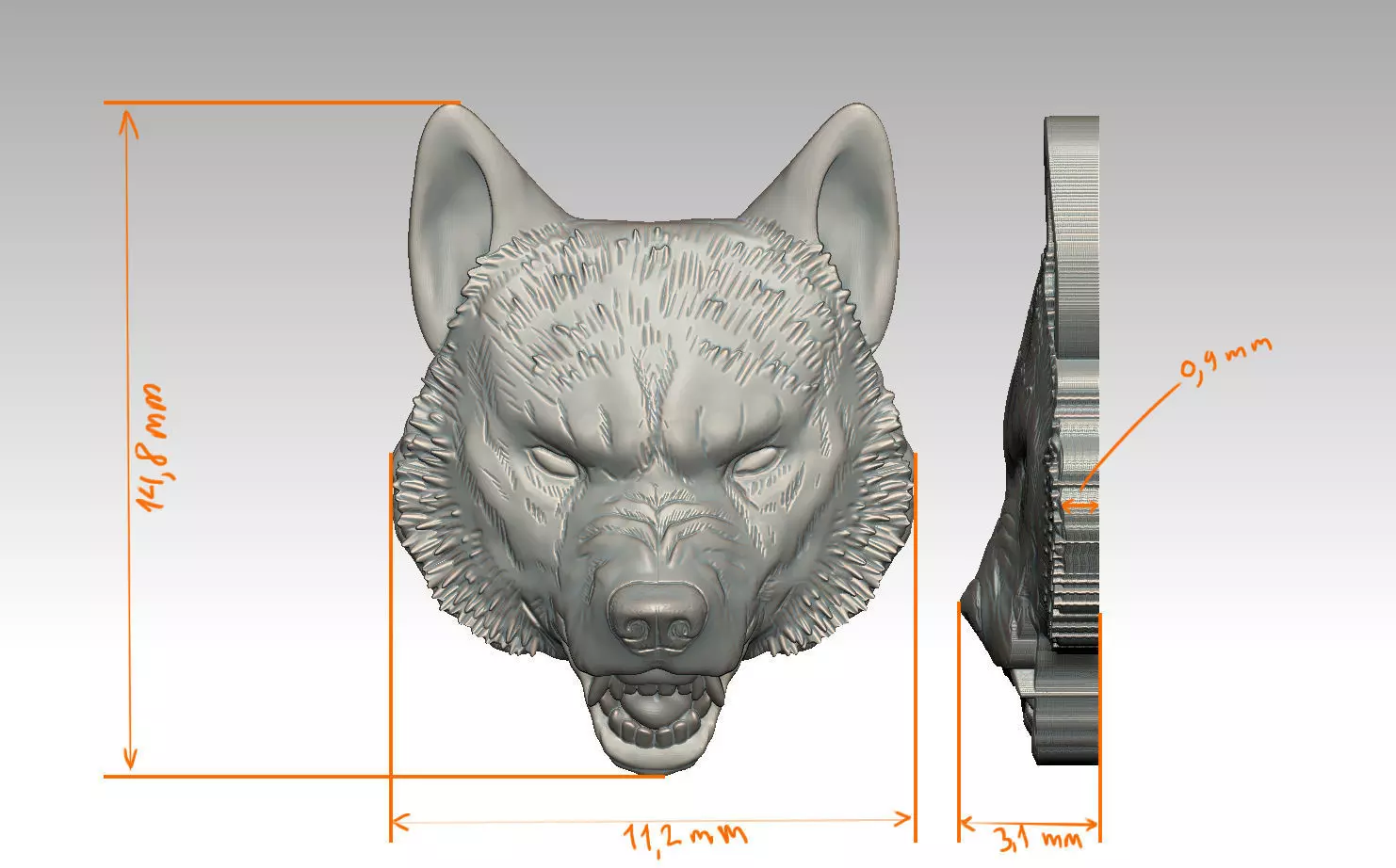 wolf face 3D print model