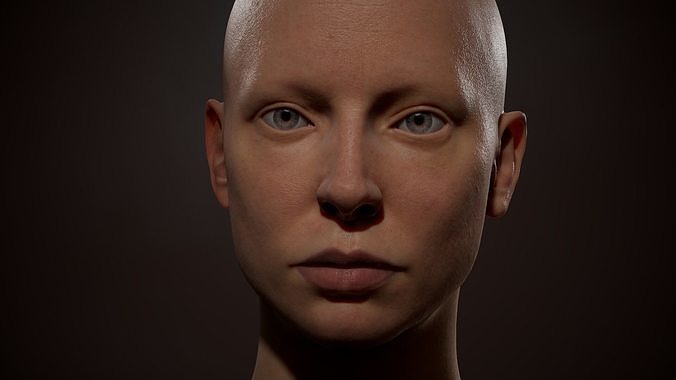  Realistic female head Low-poly 3D model