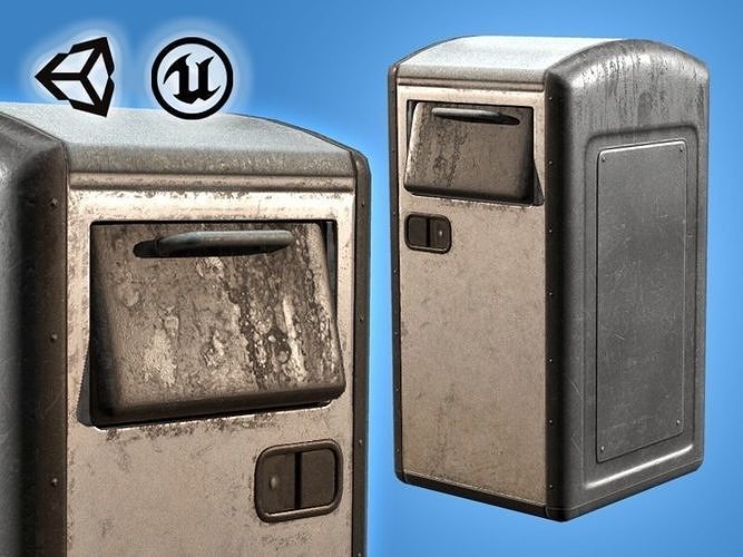 Trash can - Dustbin - Waste Container  - PBR Game ready 3D model Low-poly 3D model
