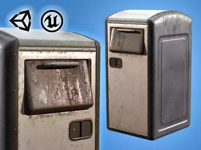 Trash can - Dustbin - Waste Container  - PBR Game ready 3D model Low-poly 3D model