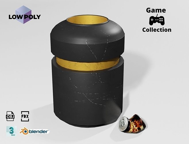 Cyberpunk bin Low-poly 3D model