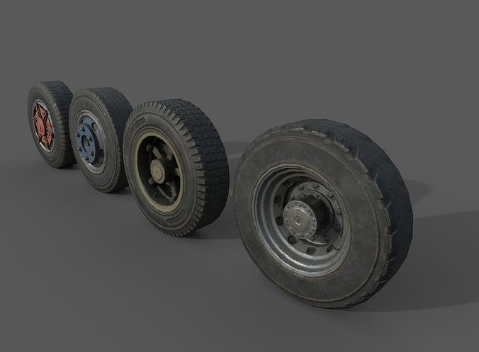 Truck wheels Low-poly 3D model 4