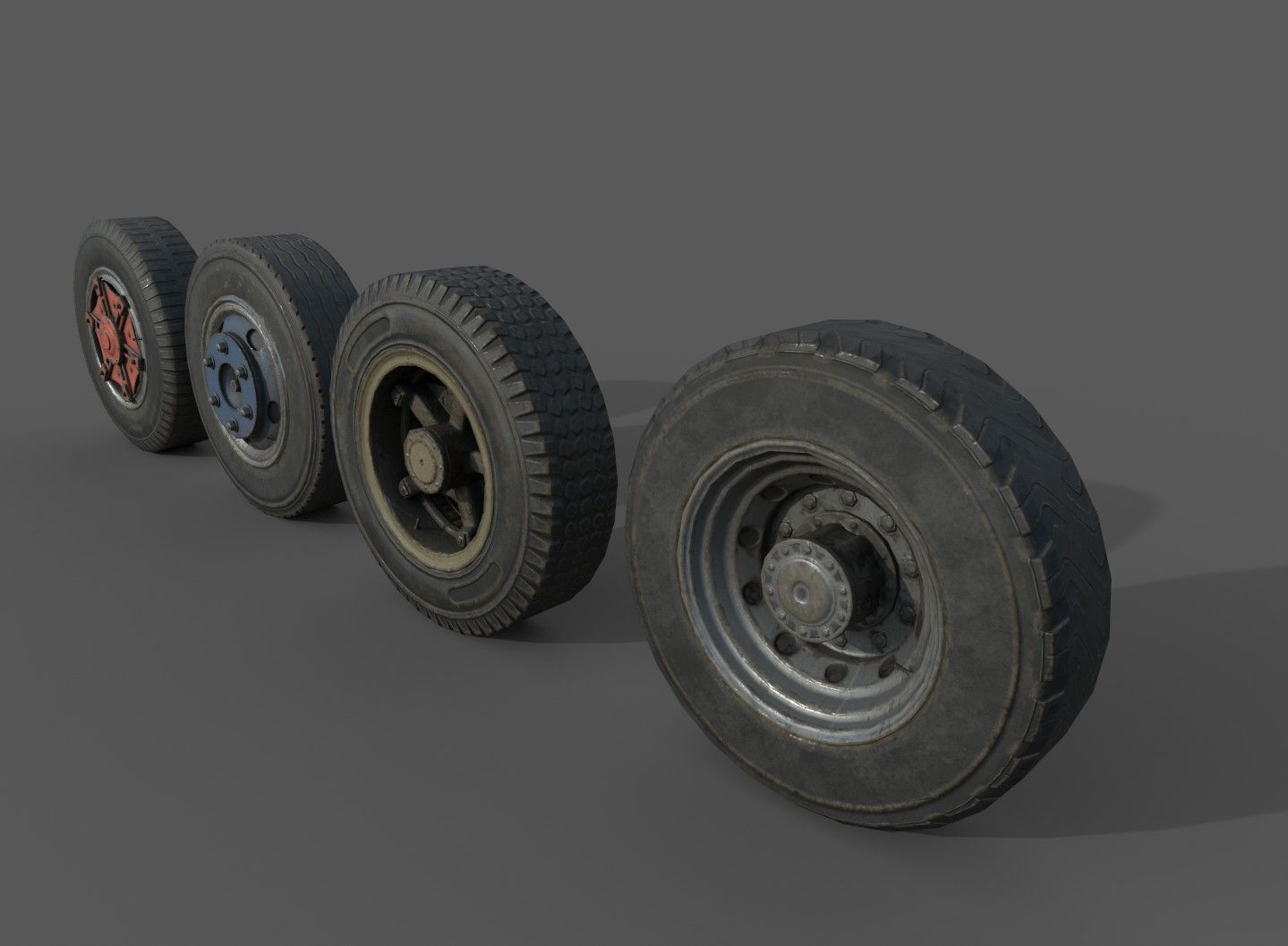 Truck wheels Low-poly 3D model_3