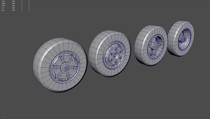 Truck wheels Low-poly 3D model 7