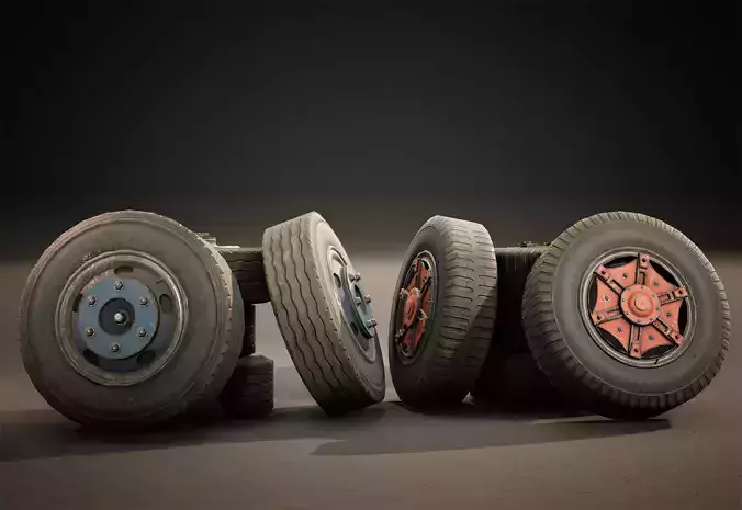 Truck wheels Low-poly 3D model