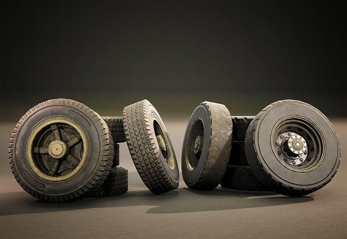 Truck wheels Low-poly 3D model 2