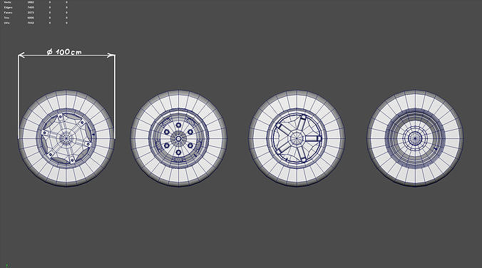 Truck wheels Low-poly 3D model 5