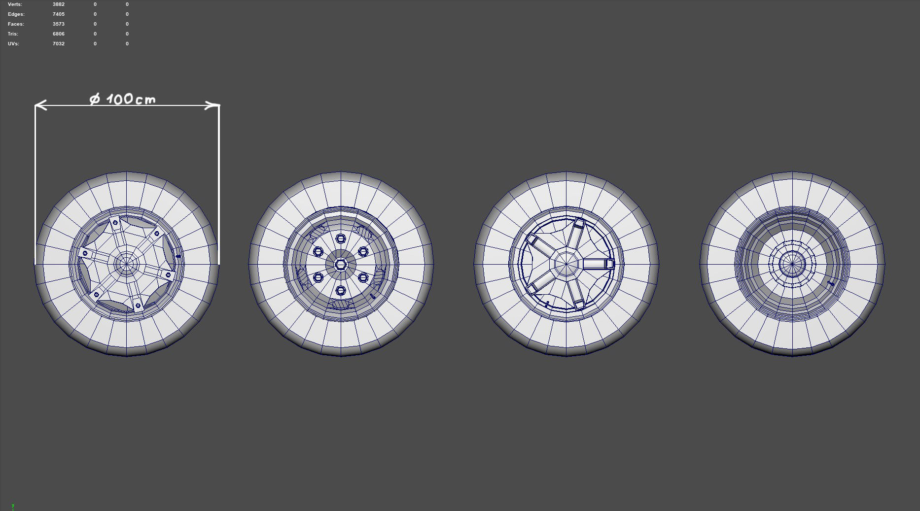 Truck wheels Low-poly 3D model_4