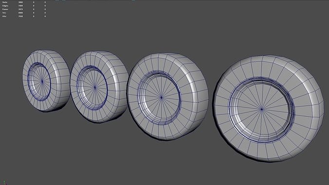 Truck wheels Low-poly 3D model 6