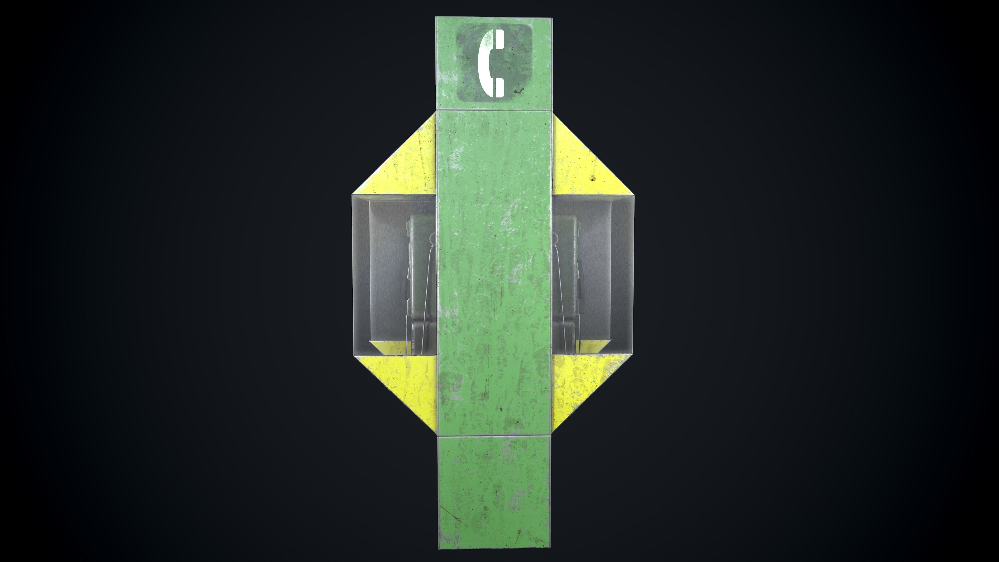 Payphone Dirty different colors Low-poly 3D model_10