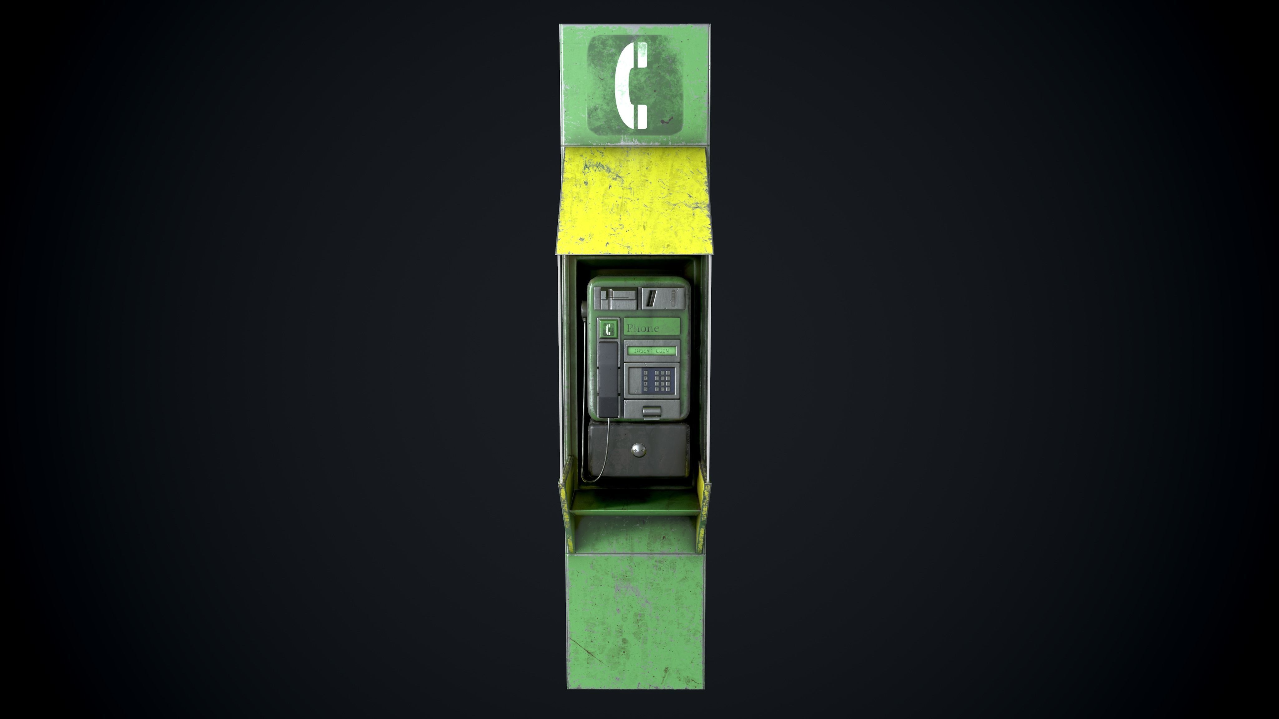 Payphone Dirty different colors Low-poly 3D model_7