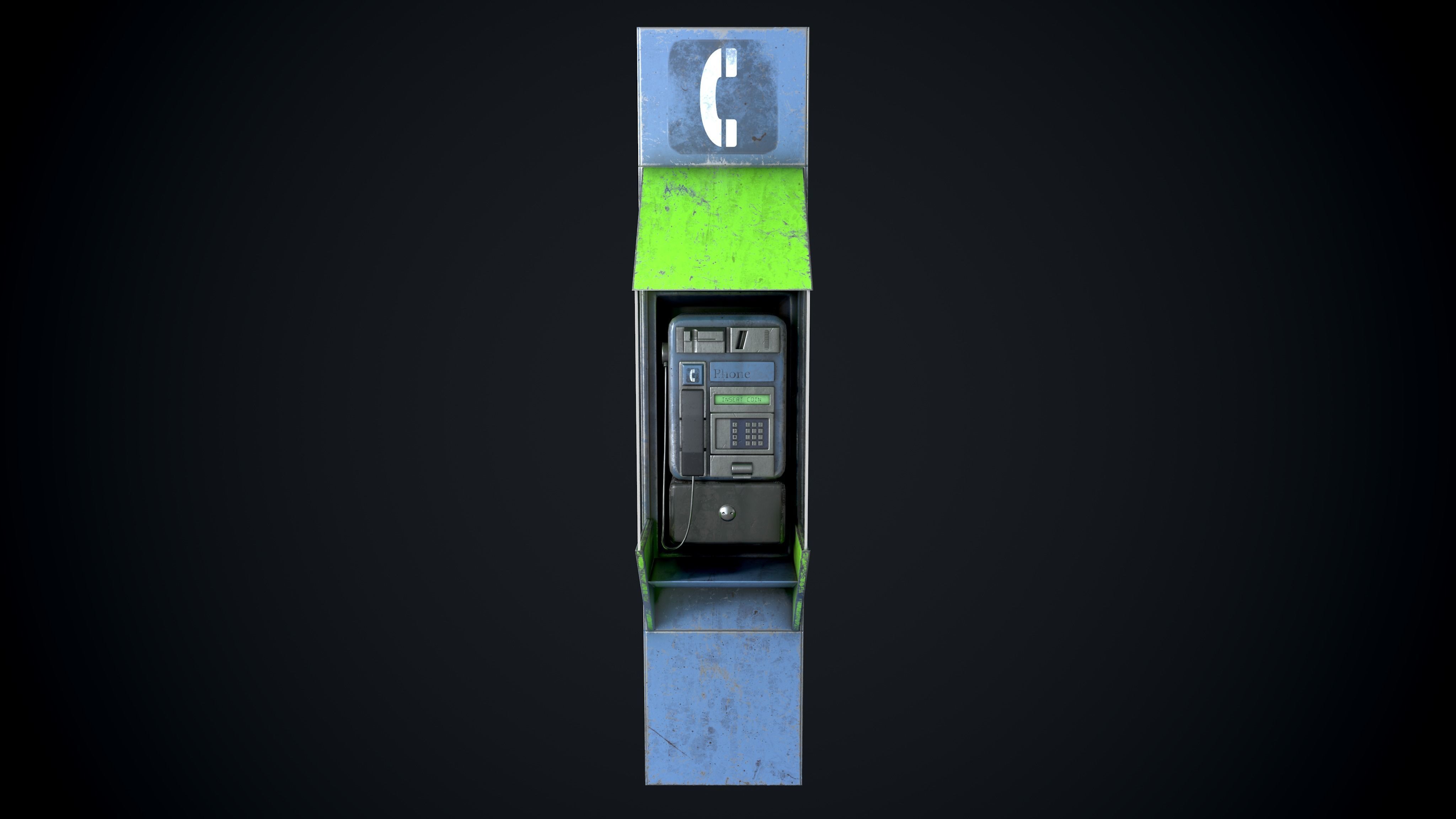 Payphone Dirty different colors Low-poly 3D model_6