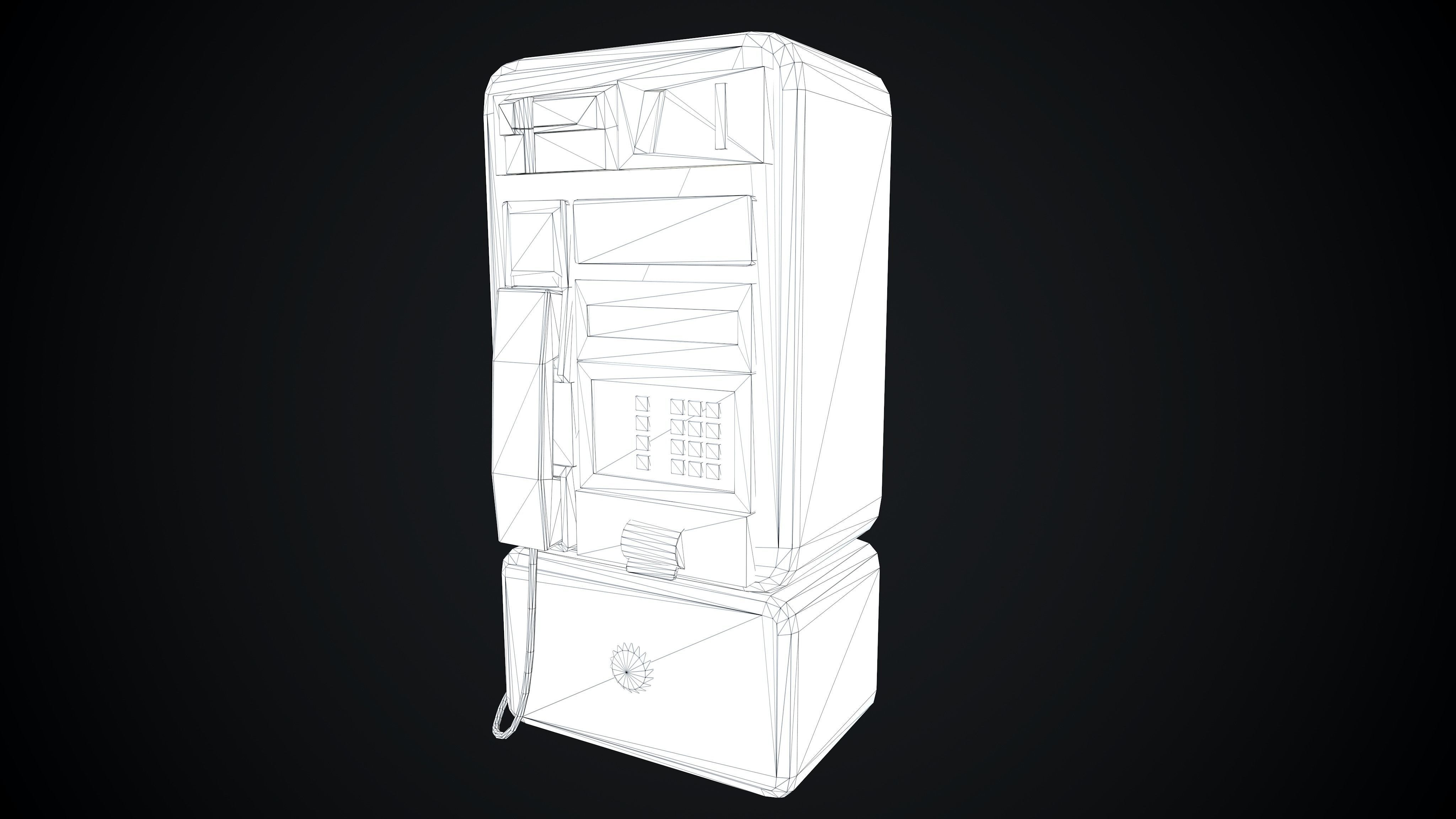 Payphone Dirty different colors Low-poly 3D model_17