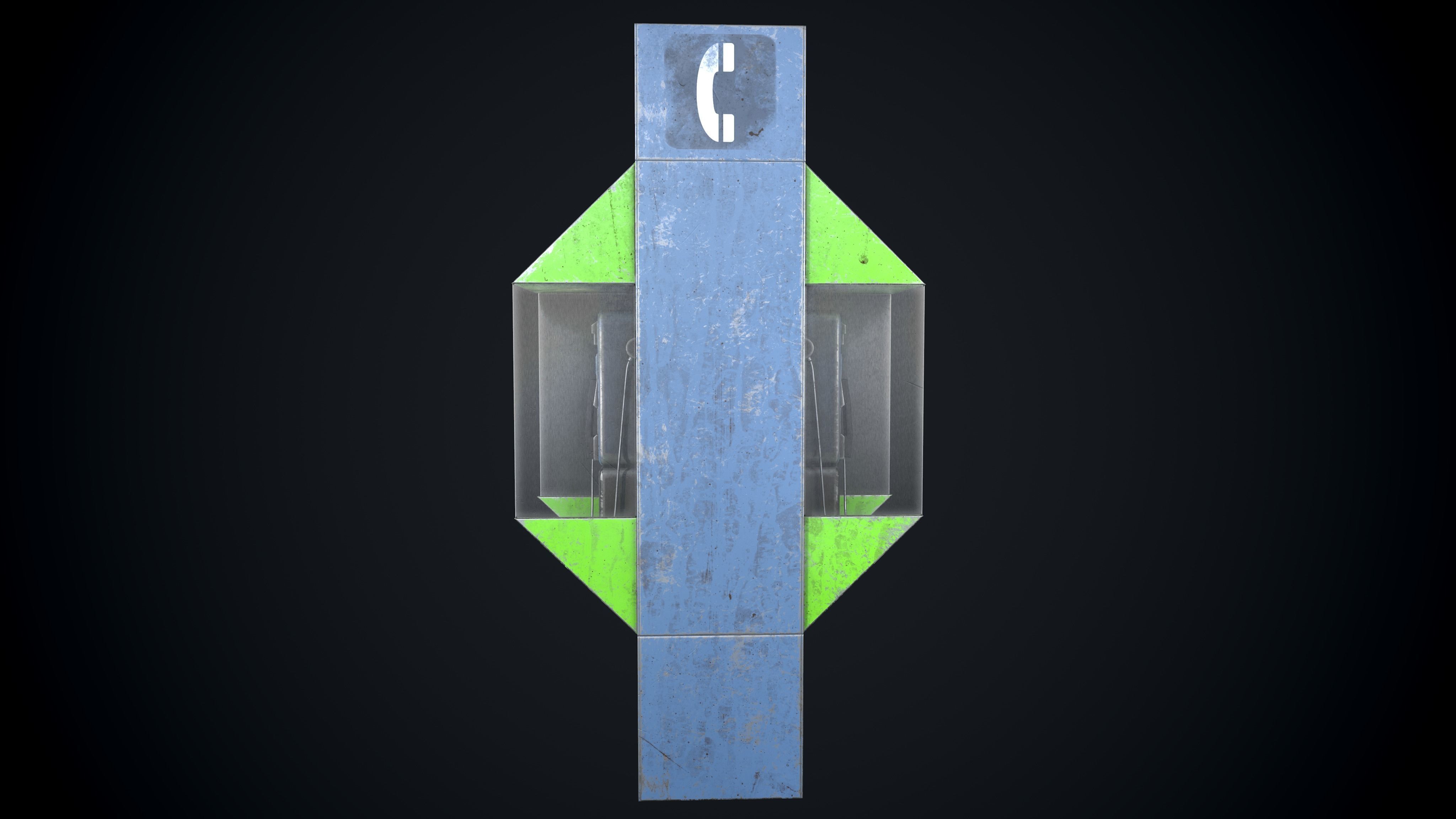 Payphone Dirty different colors Low-poly 3D model_9