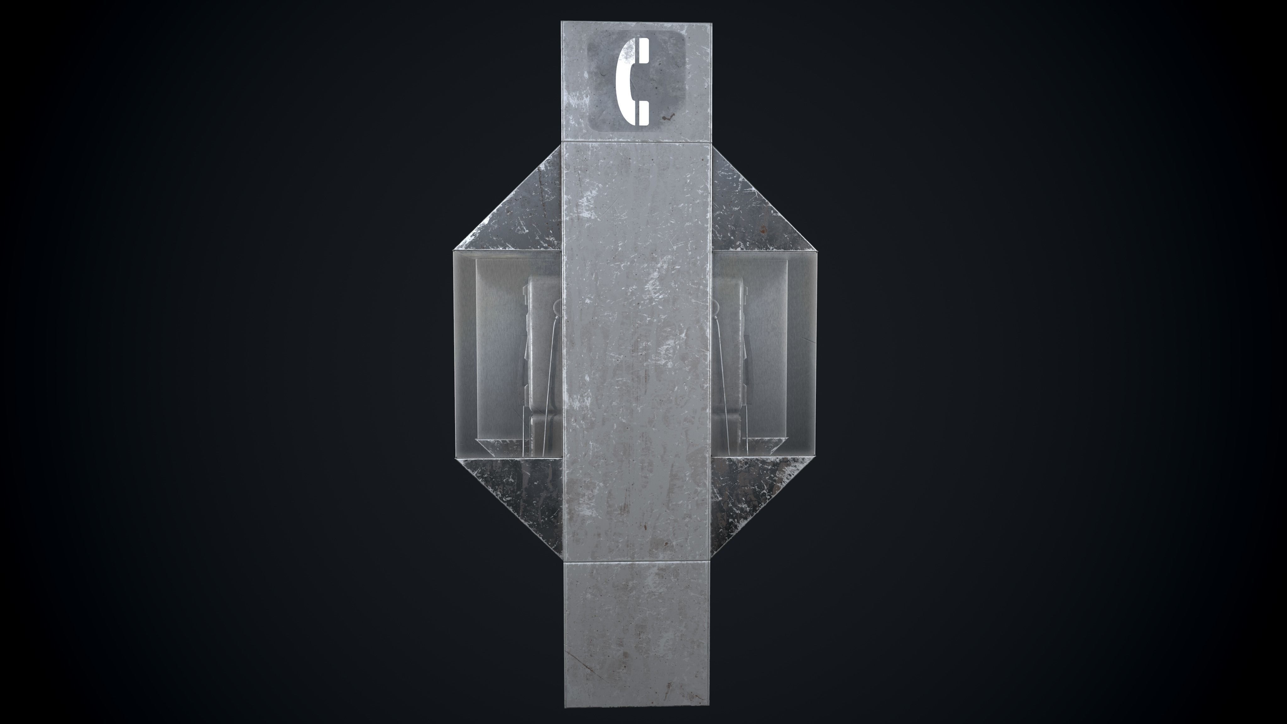 Payphone Dirty different colors Low-poly 3D model_11