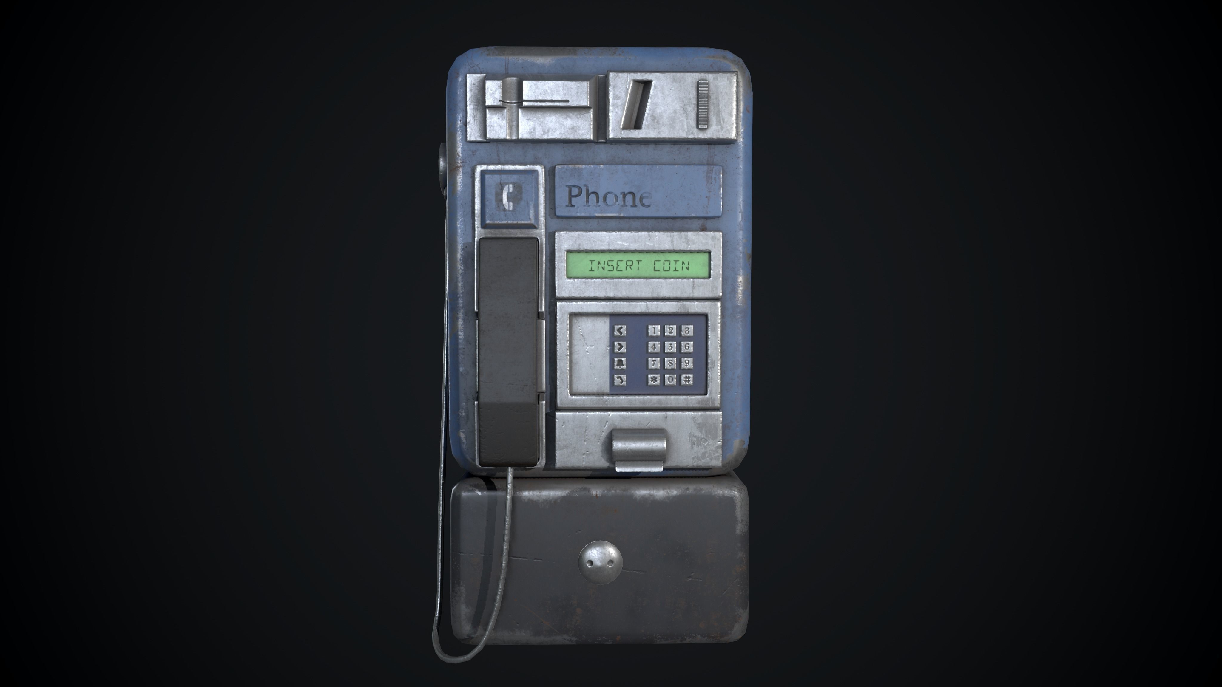 Payphone Dirty different colors Low-poly 3D model_15