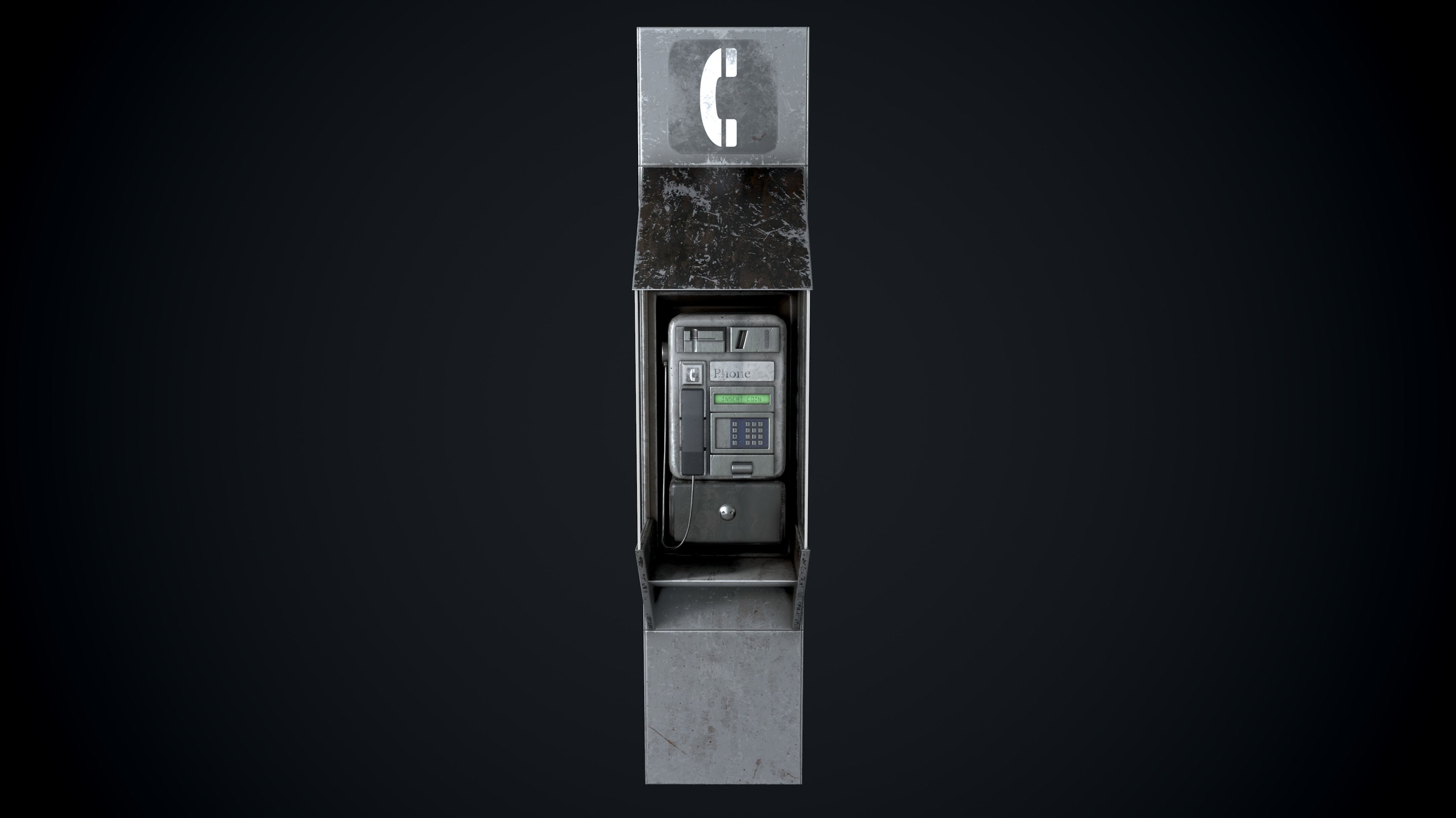 Payphone Dirty different colors Low-poly 3D model_8