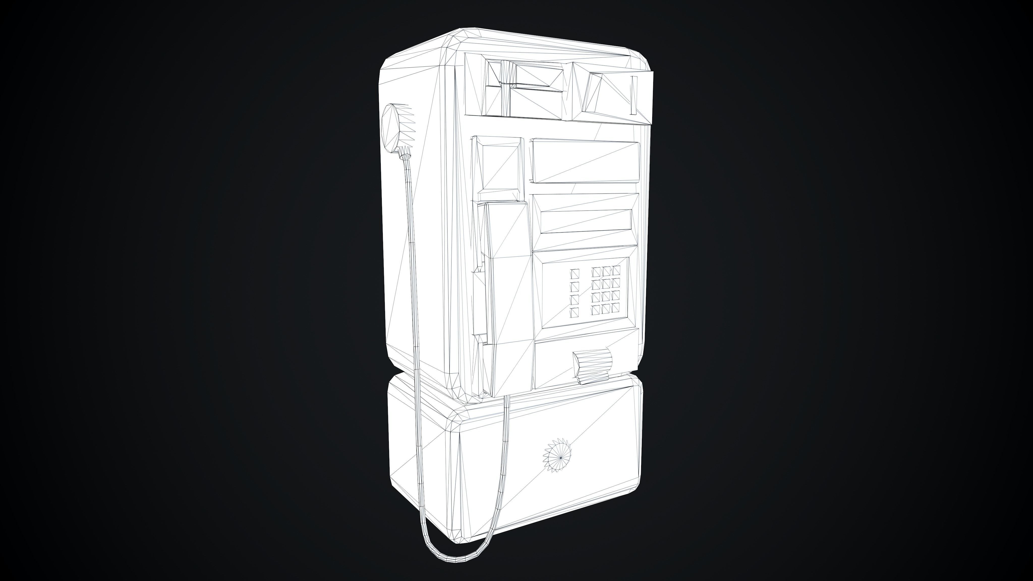 Payphone Dirty different colors Low-poly 3D model_18
