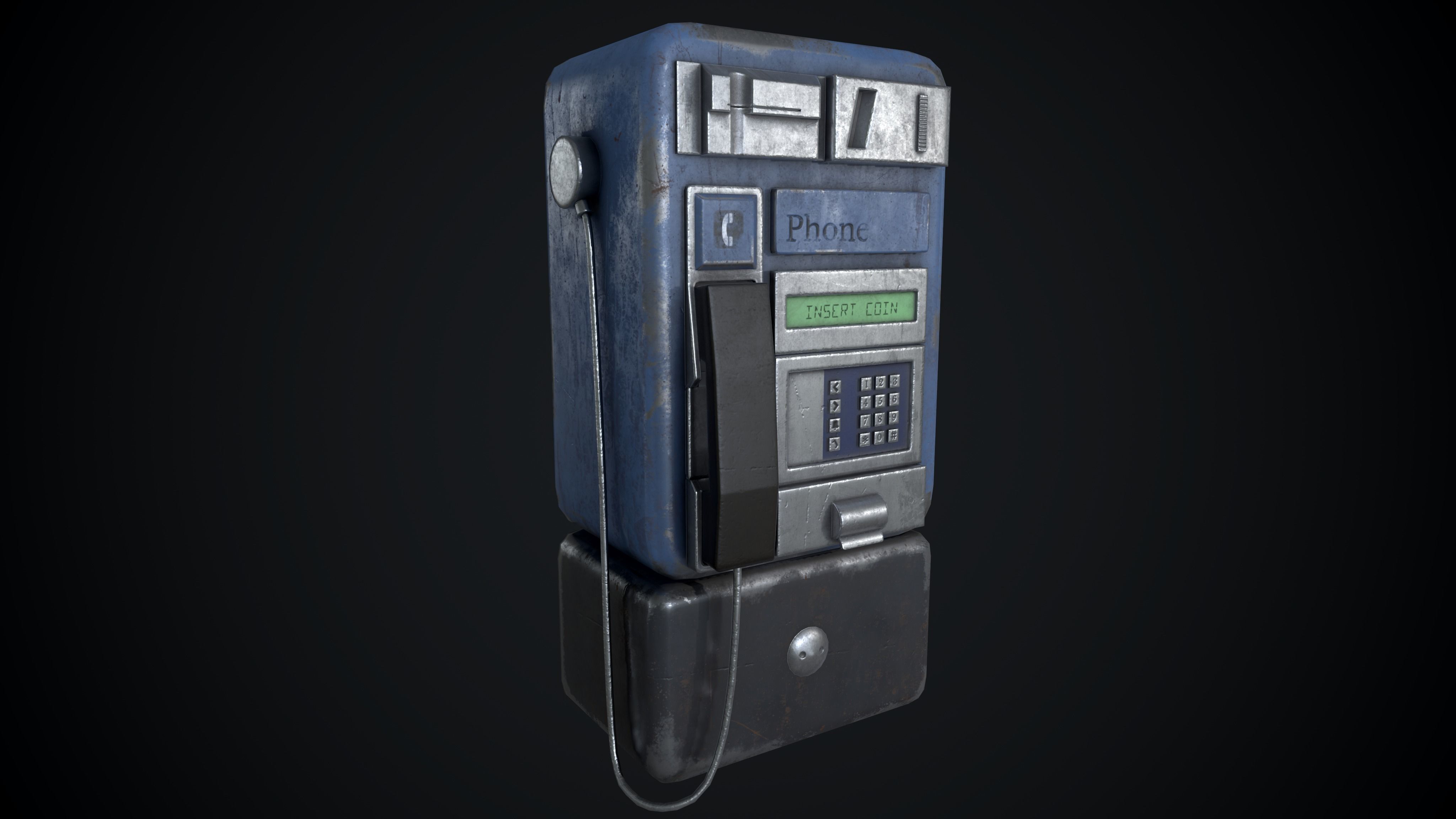 Payphone Dirty different colors Low-poly 3D model_14