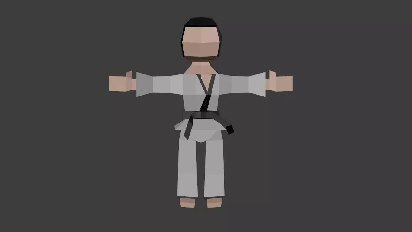 young karate player 3D model