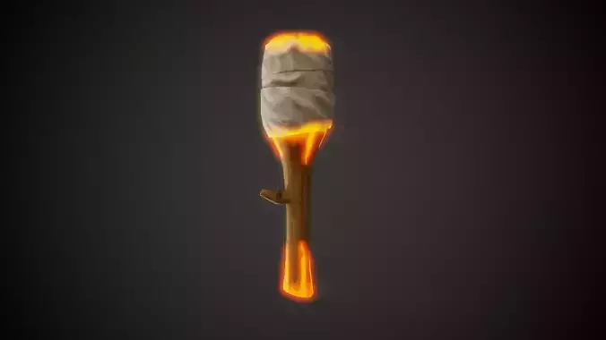 Stylized Torch - Tutorial Included Low-poly 3D model