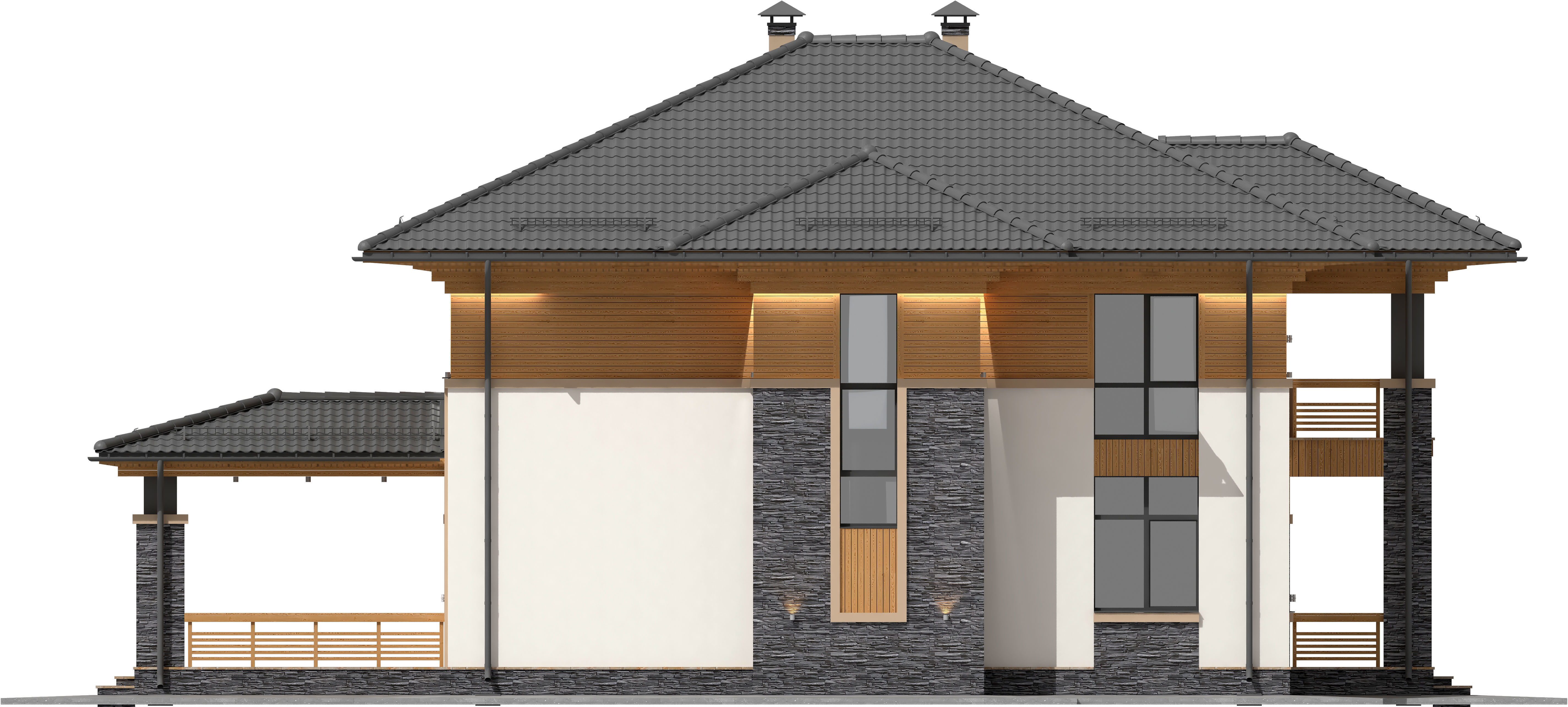 Model of a bright Wright-style house with a terrace 3D model_9