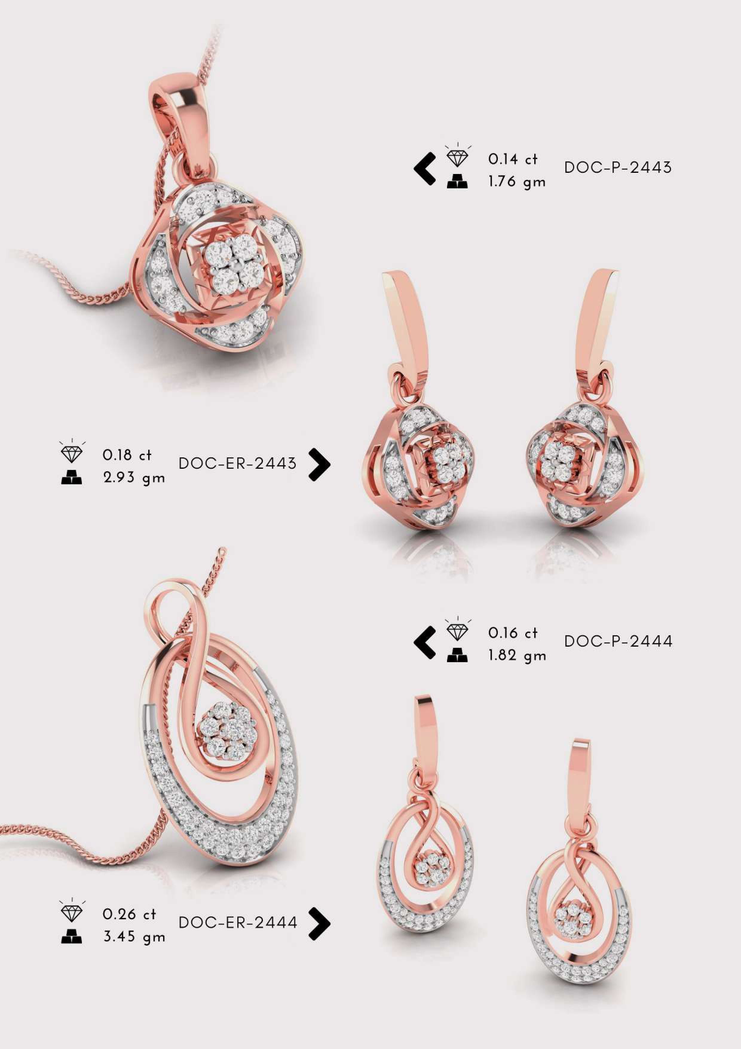Diamond Pendent with earring Set 3D print model_12
