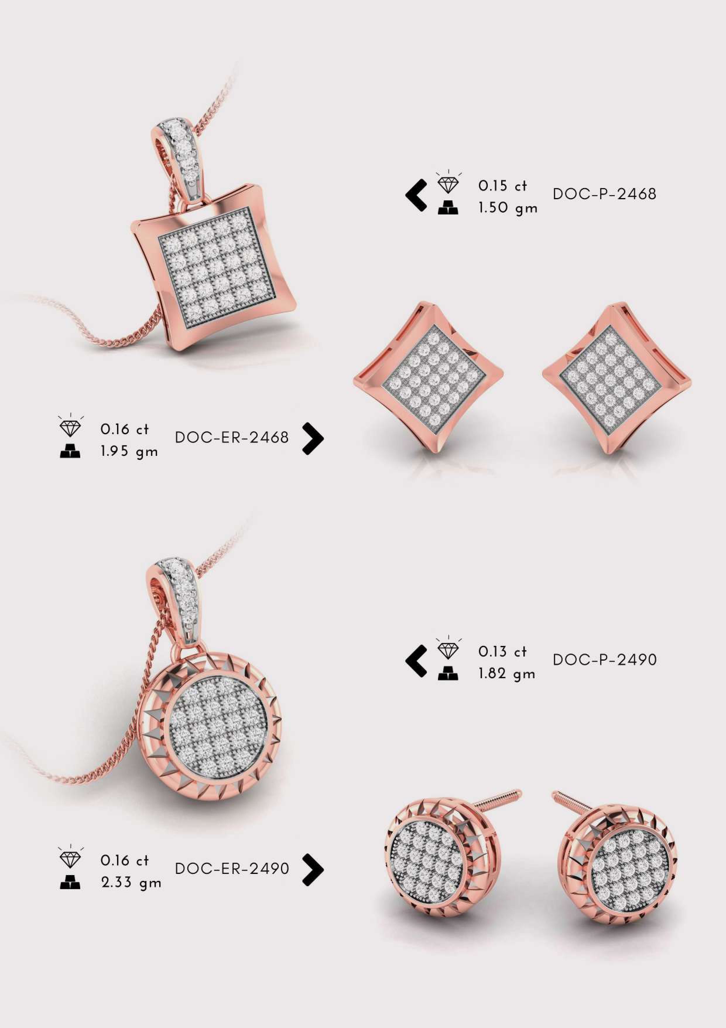 Diamond Pendent with earring Set 3D print model_23