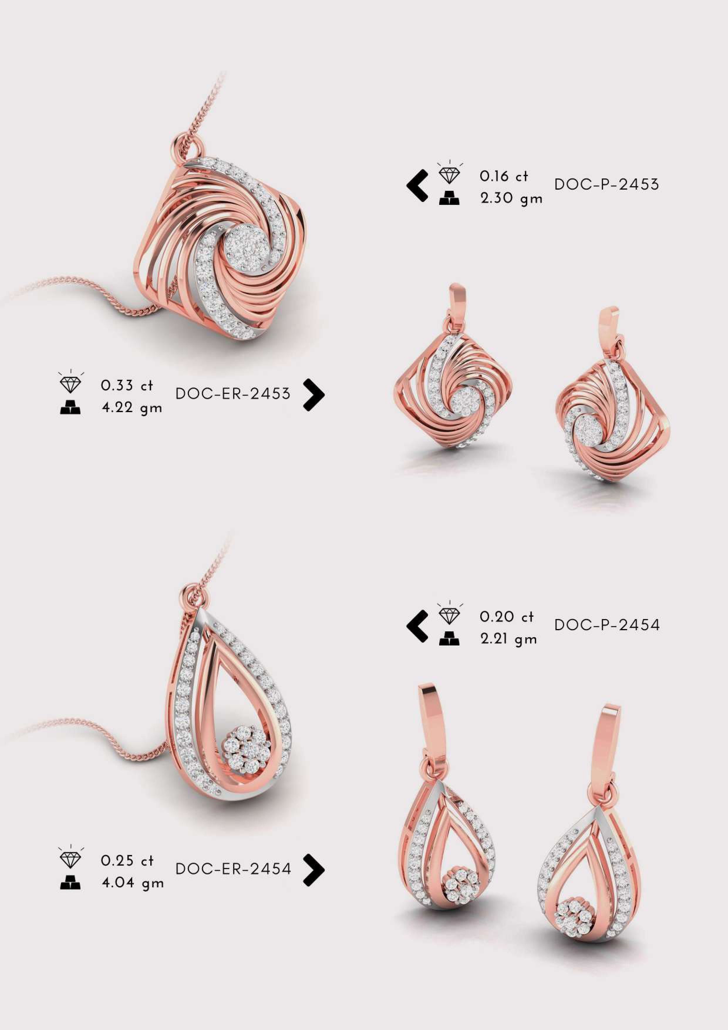 Diamond Pendent with earring Set 3D print model_17