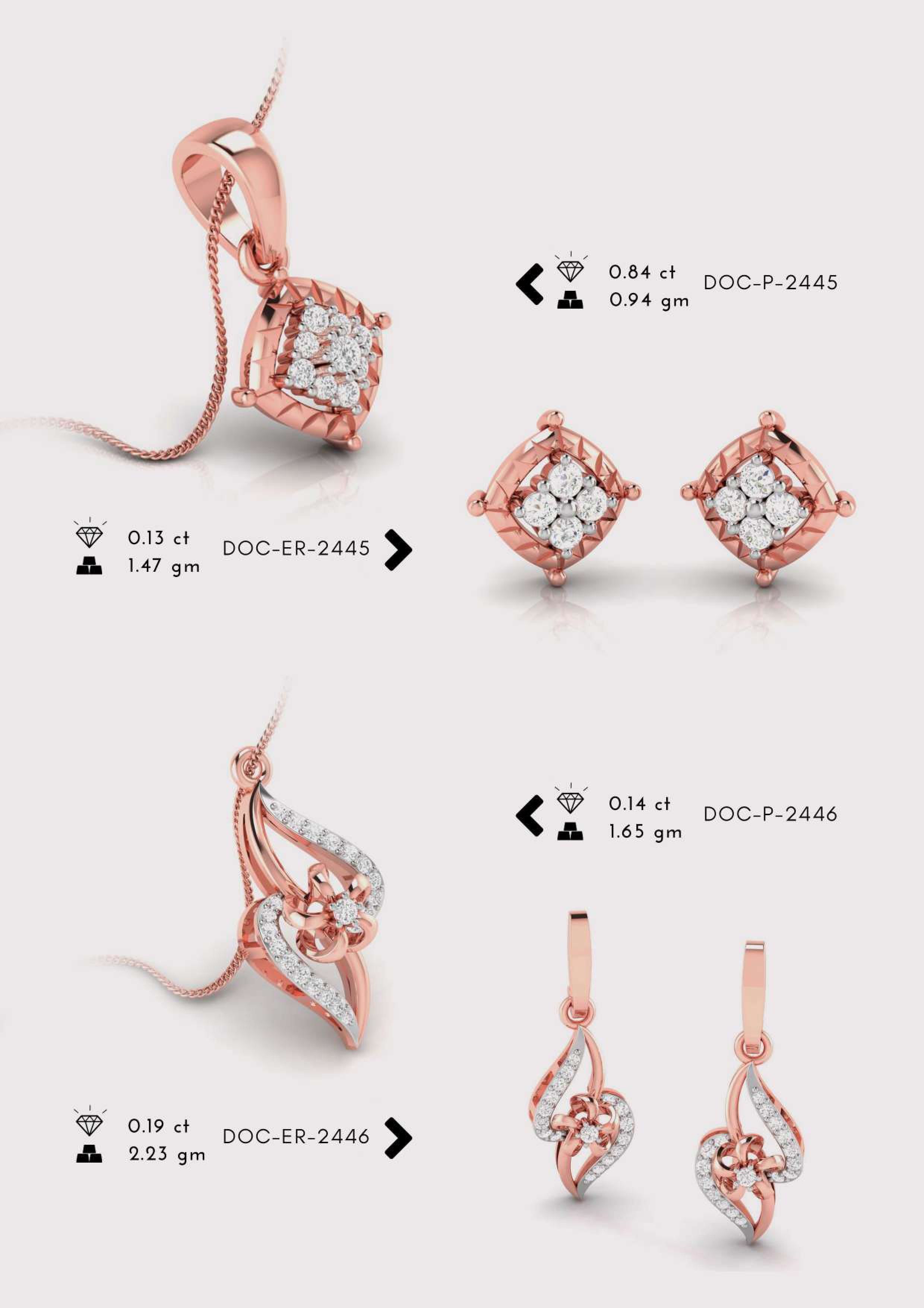 Diamond Pendent with earring Set 3D print model_13