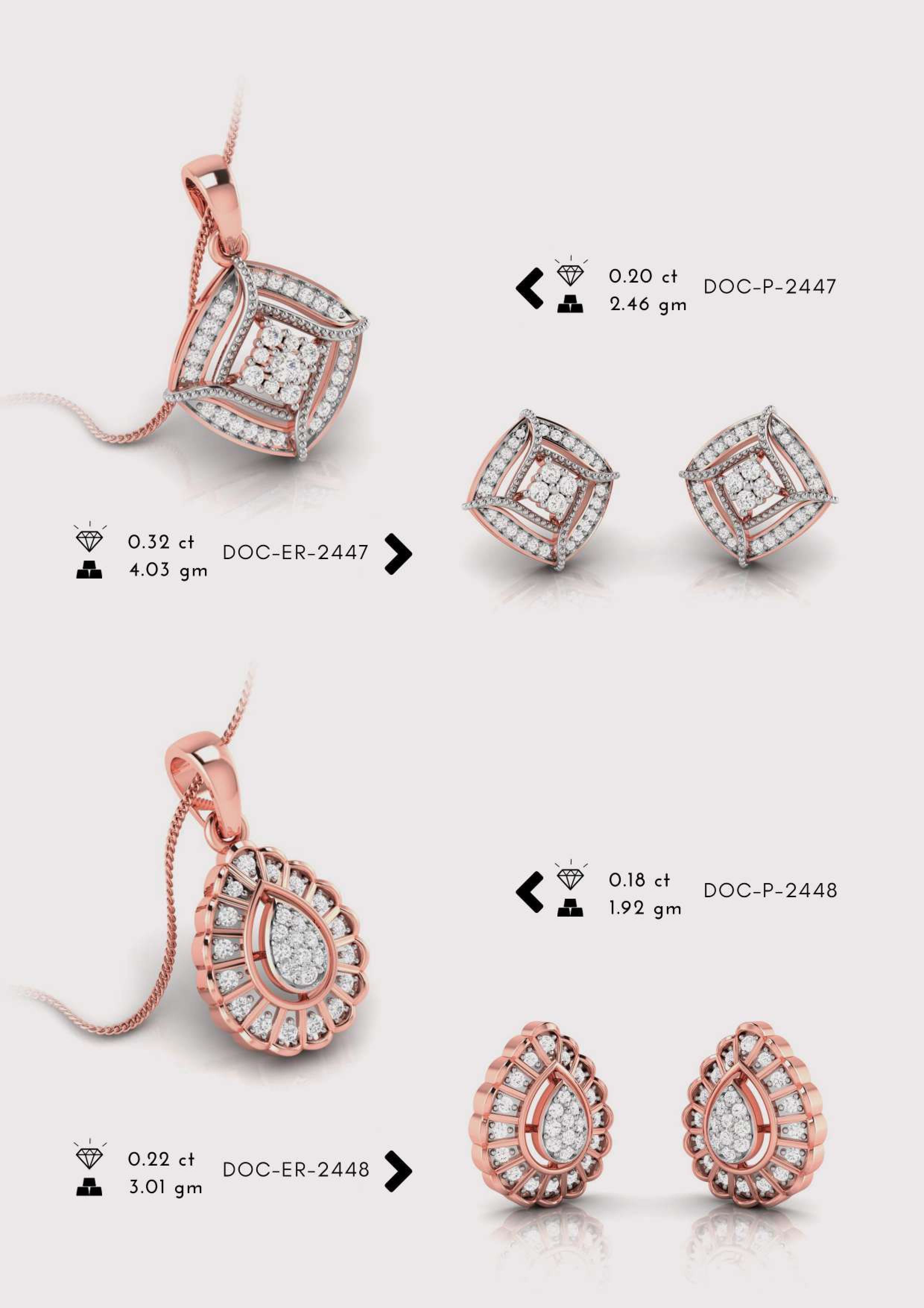 Diamond Pendent with earring Set 3D print model_14