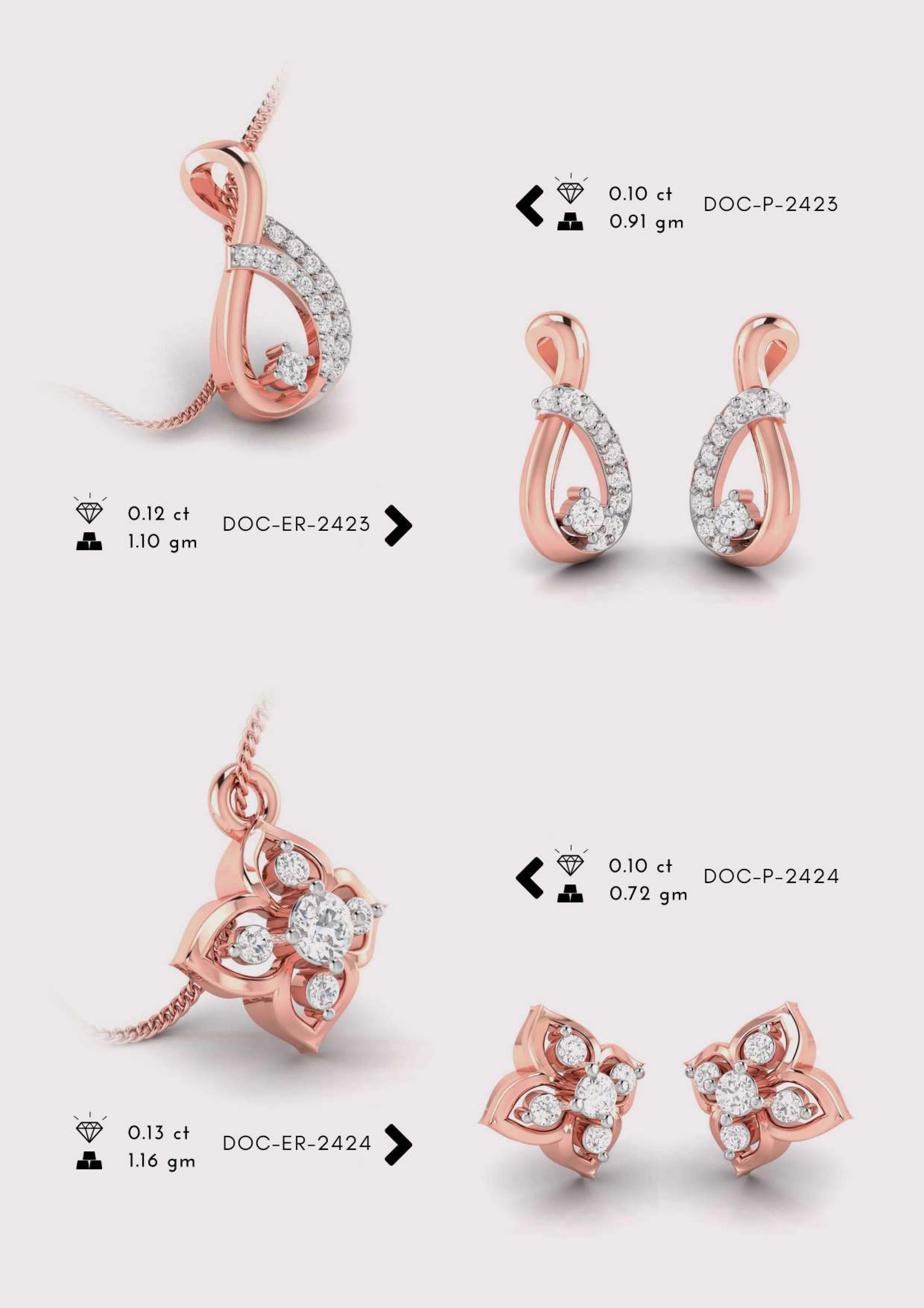 Diamond Pendent with earring Set 3D print model_2