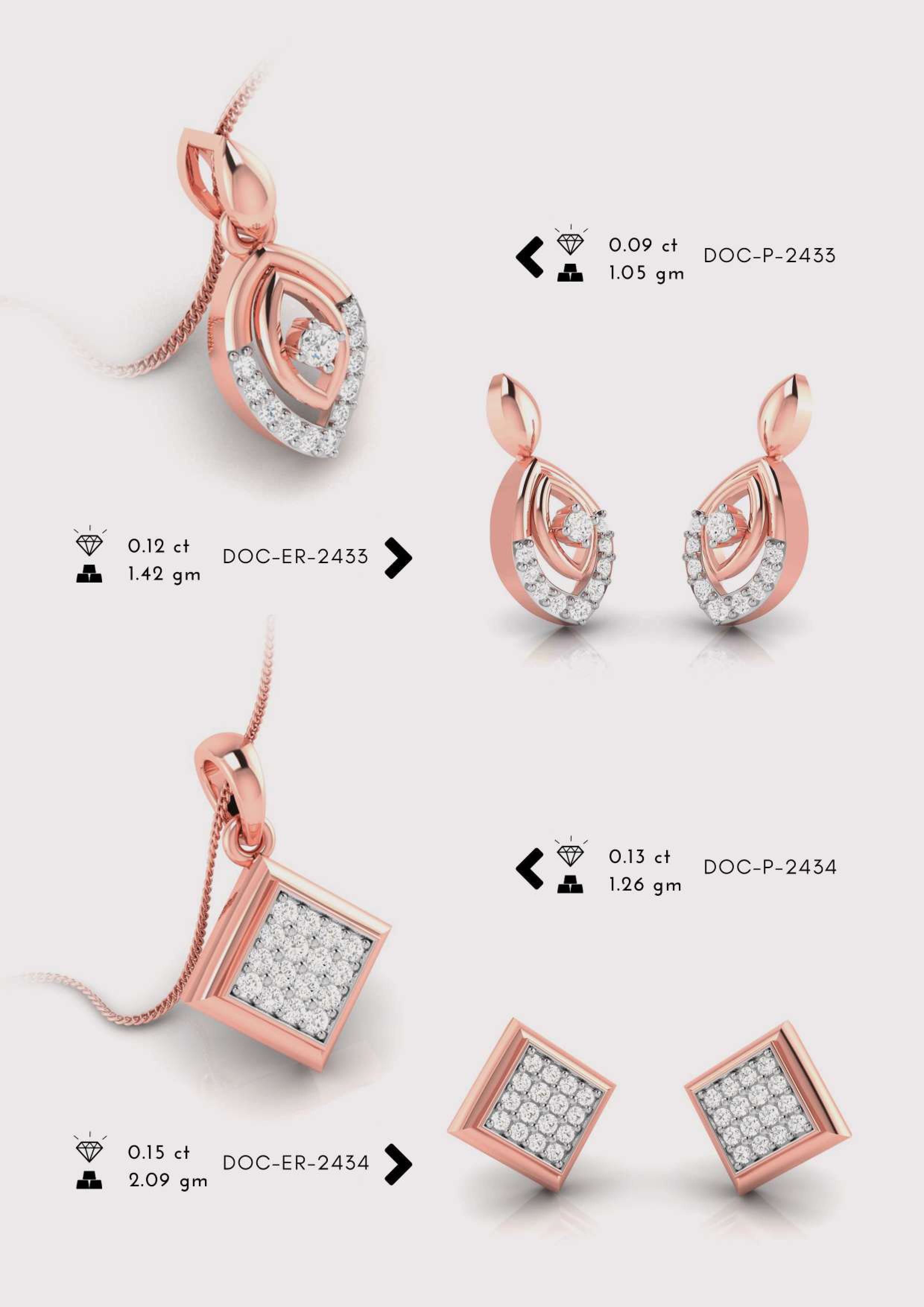 Diamond Pendent with earring Set 3D print model_7