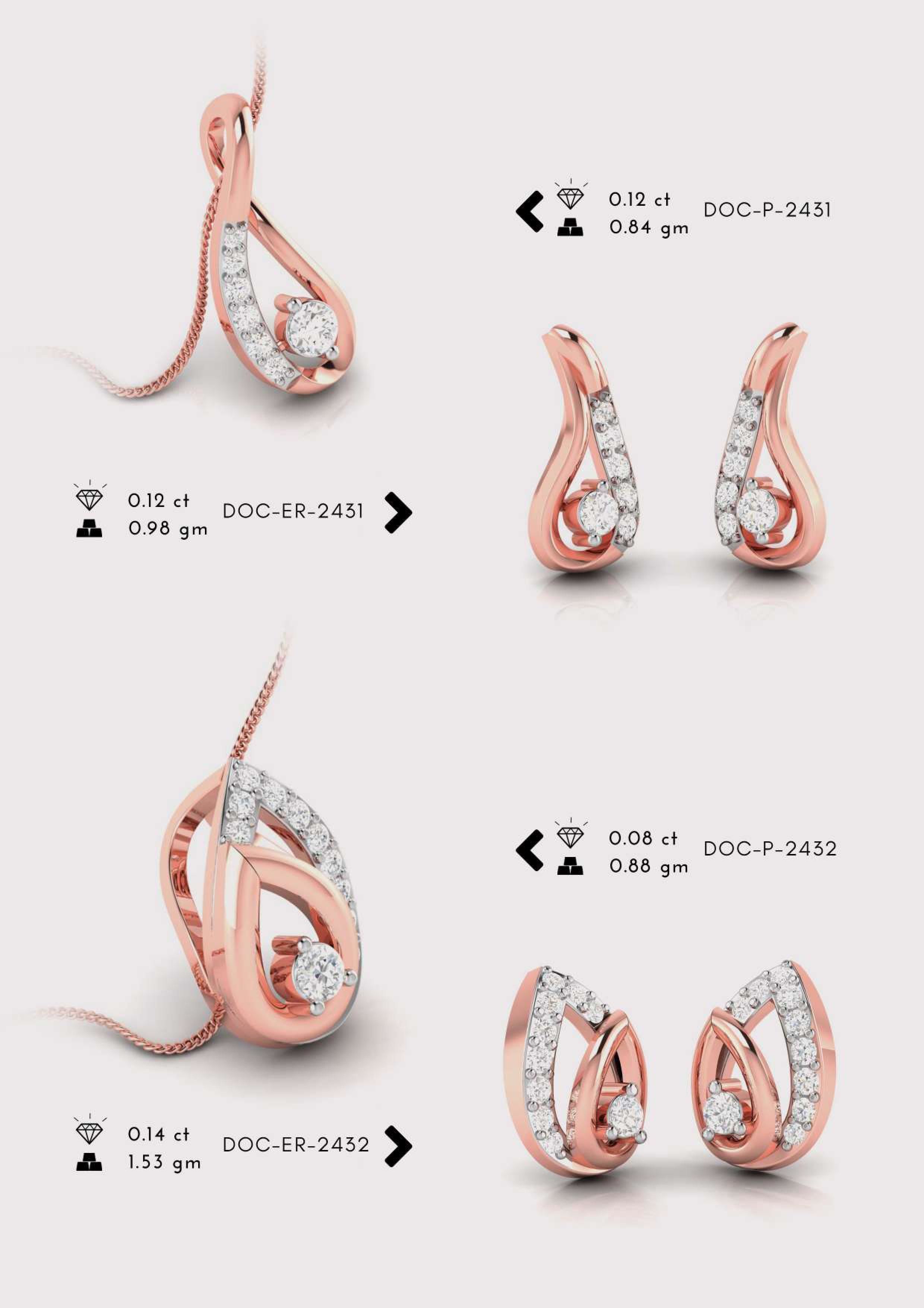 Diamond Pendent with earring Set 3D print model_6