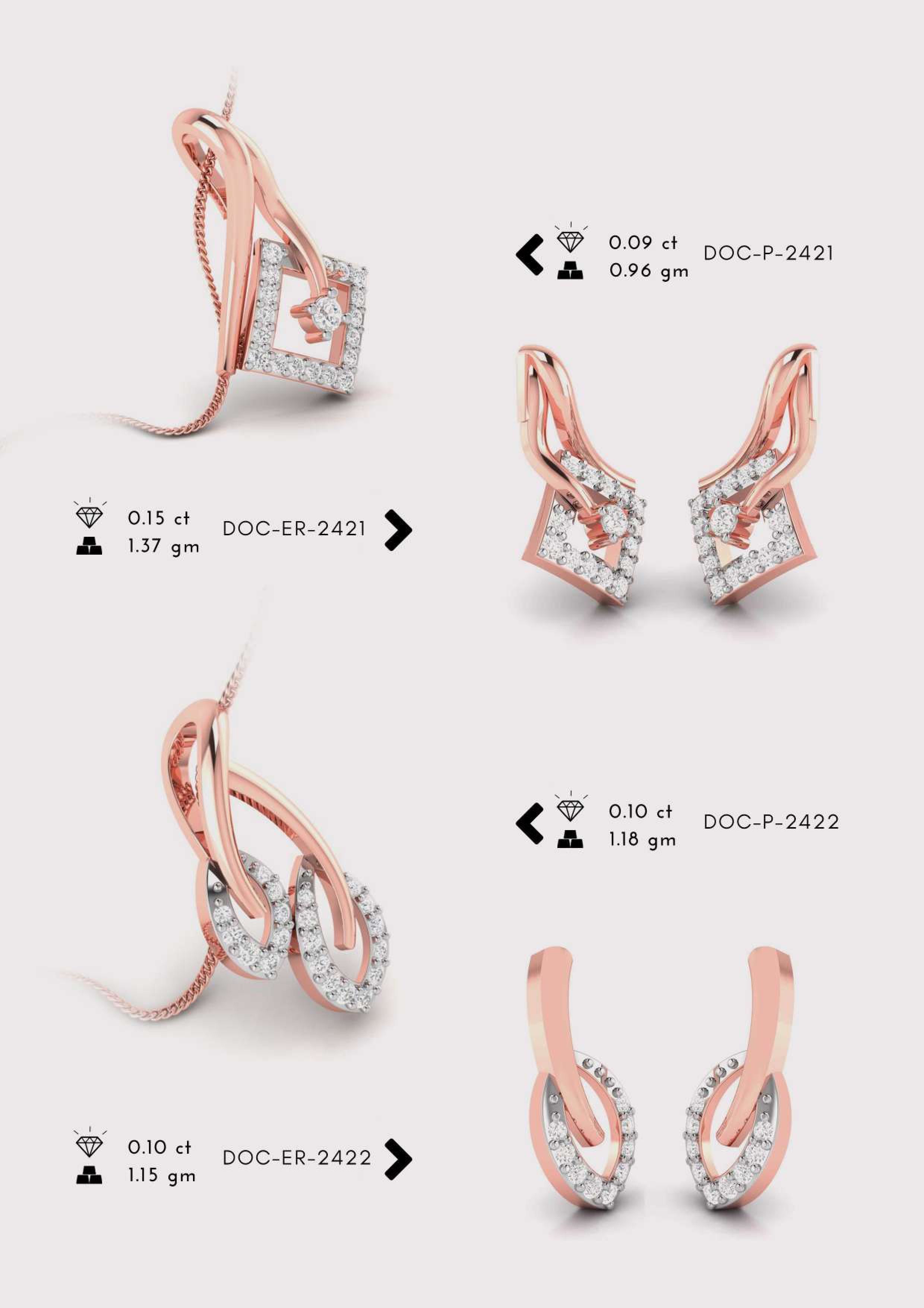 Diamond Pendent with earring Set 3D print model_1