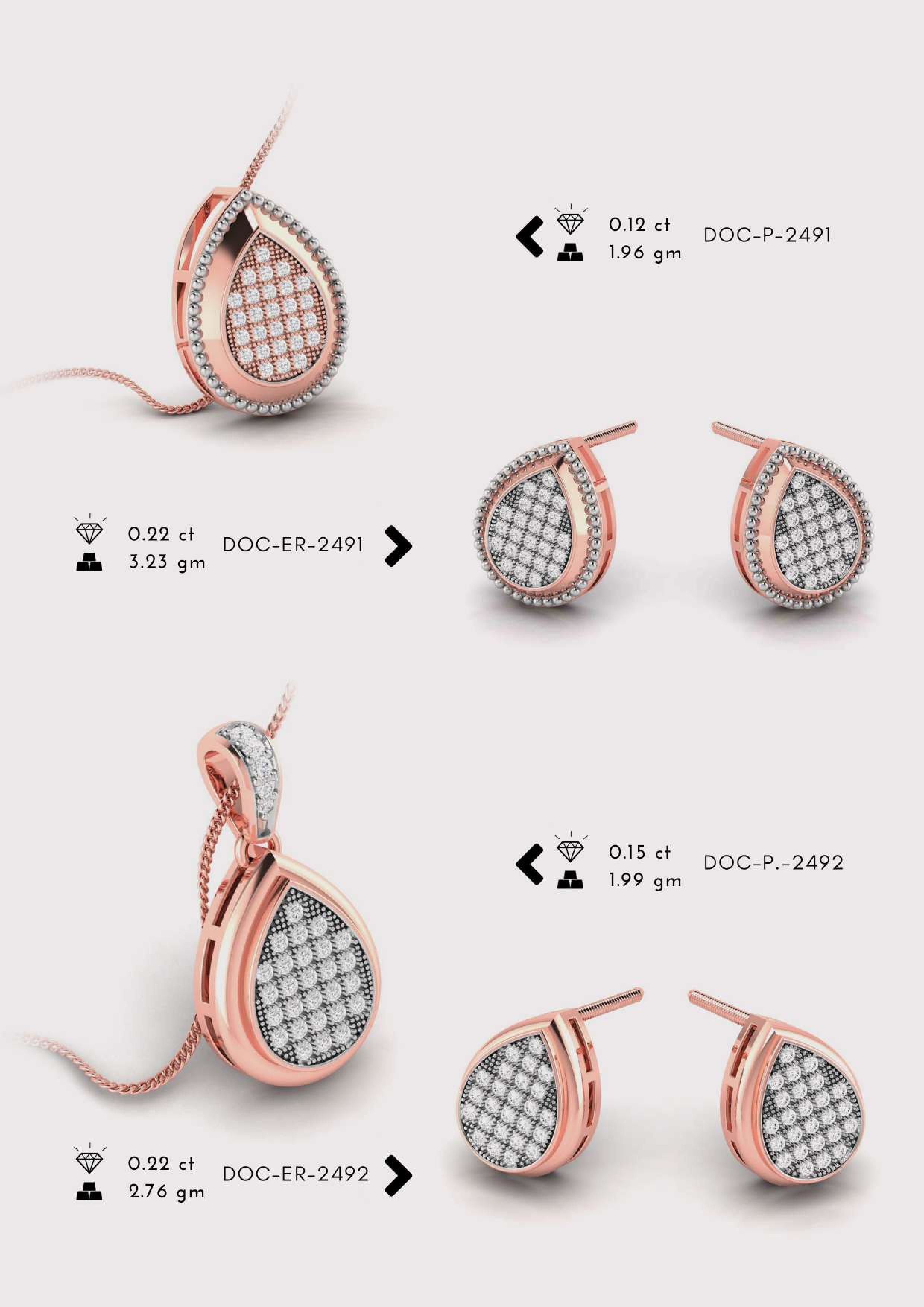 Diamond Pendent with earring Set 3D print model_24