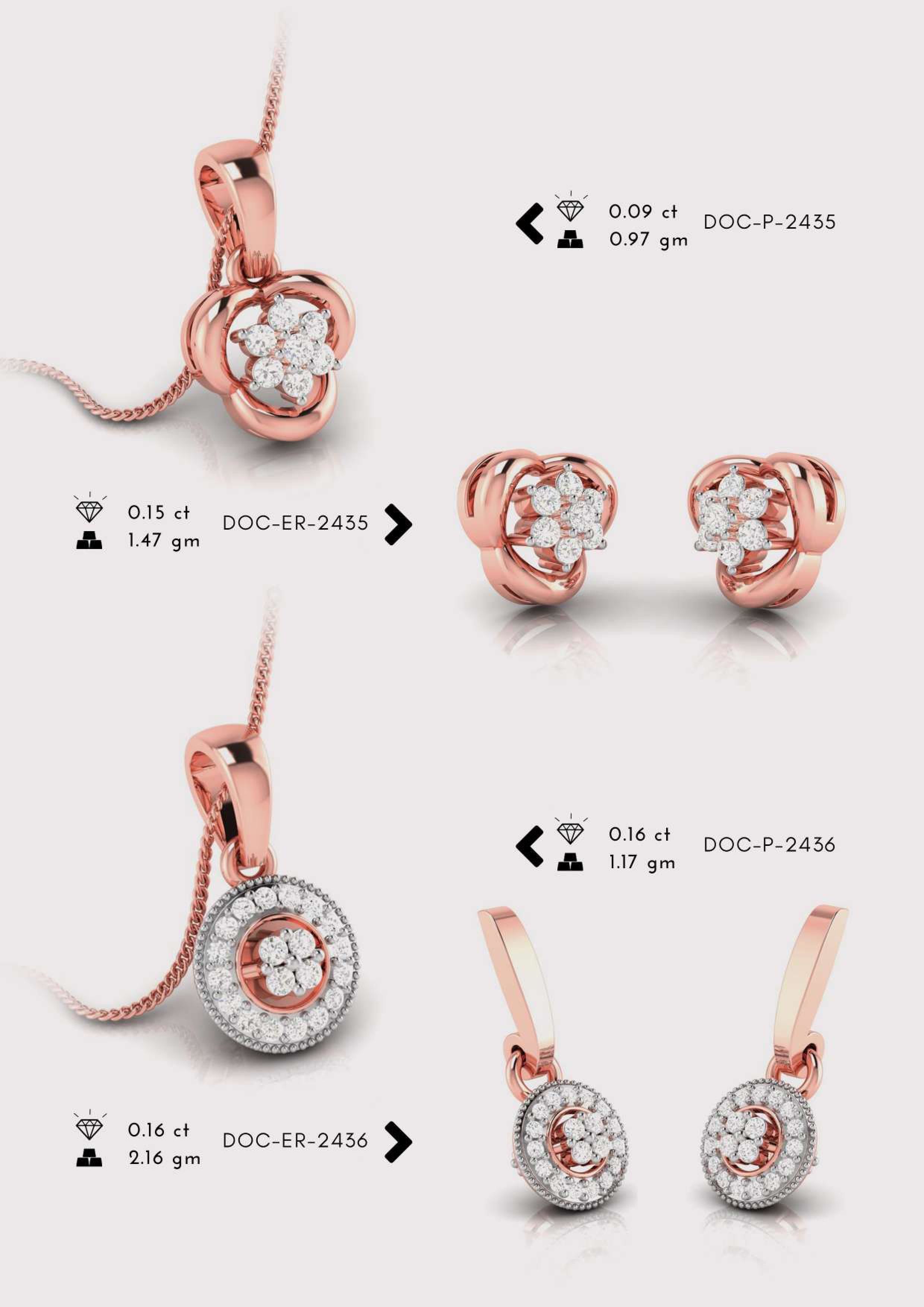 Diamond Pendent with earring Set 3D print model_8